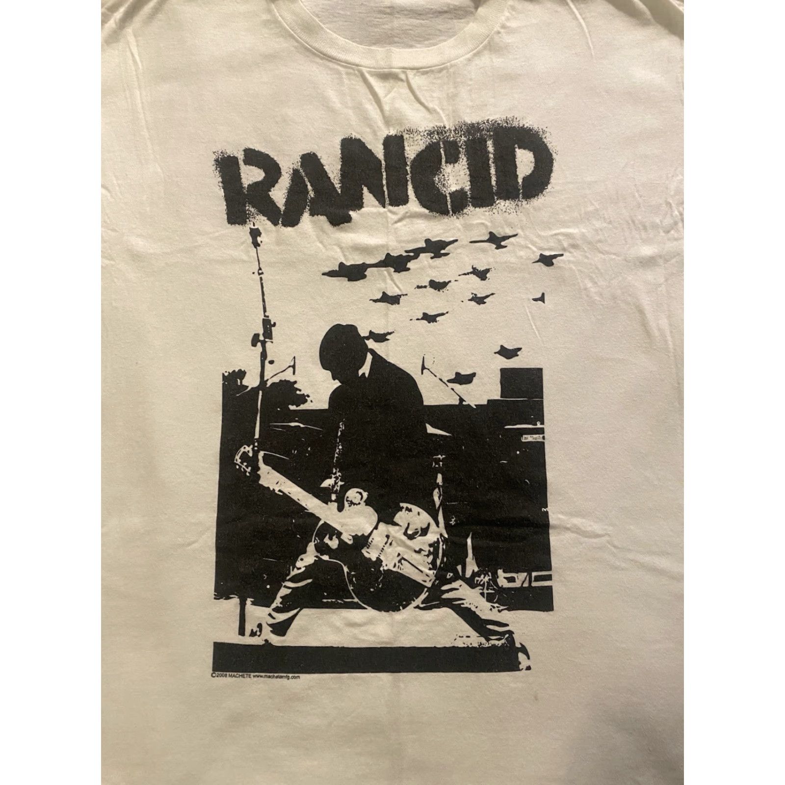 Delta VINTAGE Delta T Shirt Mens Large White Rancid Y2K Band Punk Graphic Print Crew Neck Short Sleeve Cotton Size US L / EU 52-54 / 3 - 2 Thumbnail