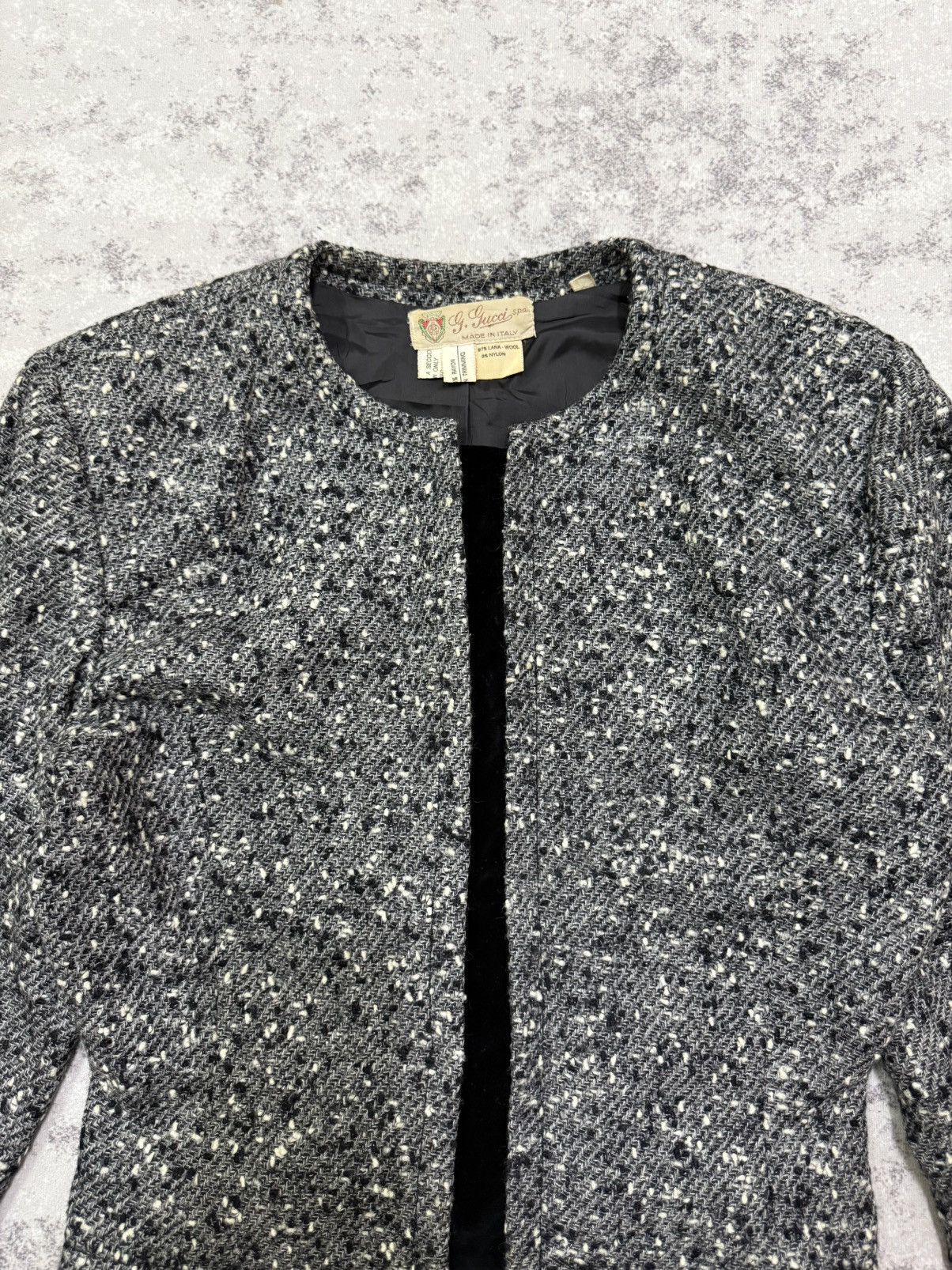 Gucci Vintage Gucci Sparkling Grey Tweed Cropped Jacket Button Up Size S / US 4 / IT 40 - 6 Thumbnail