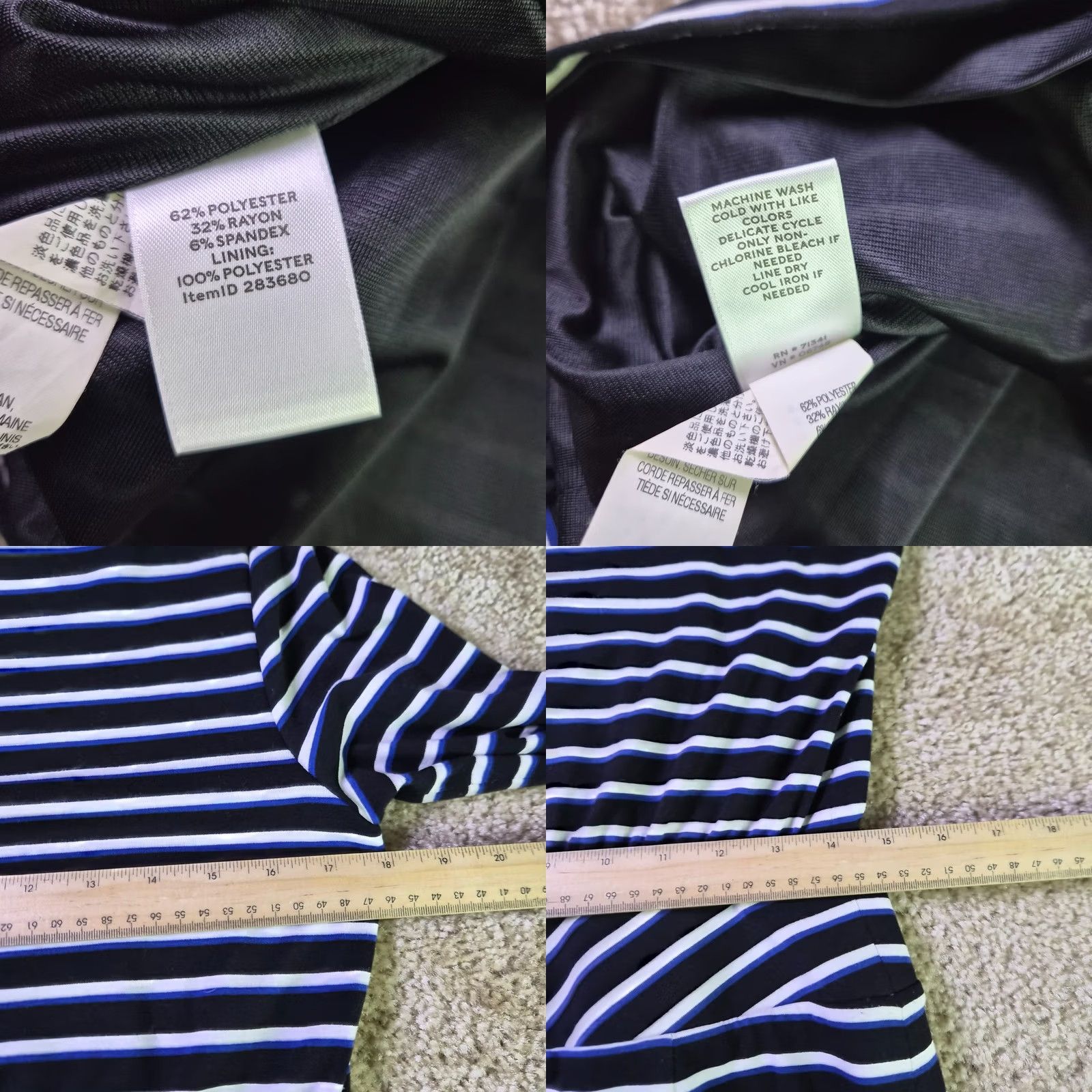 Vintage LL Bean Signature Womens Dress Size 4 Stripe Long Sleeve Blue Black White G126 Size S / US 4 / IT 40 - 8 Thumbnail