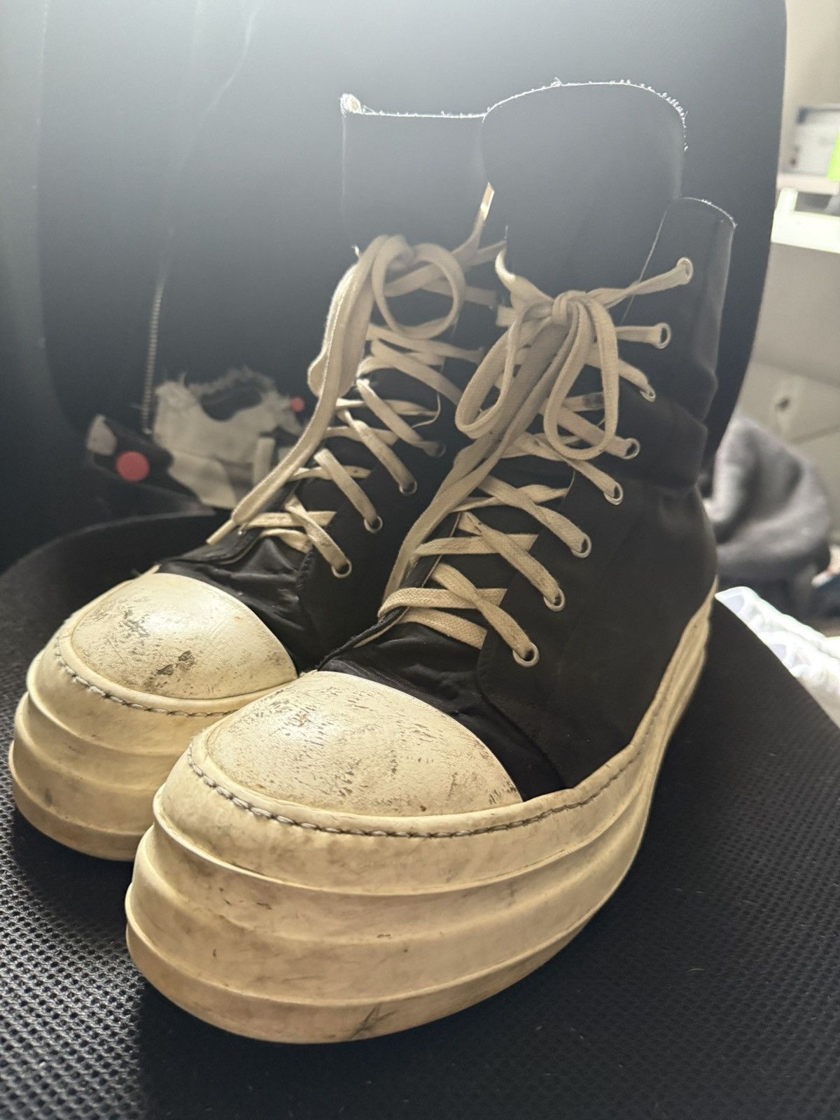 Pre-owned Rick Owens Double Bumper Ramones Shoes In Black