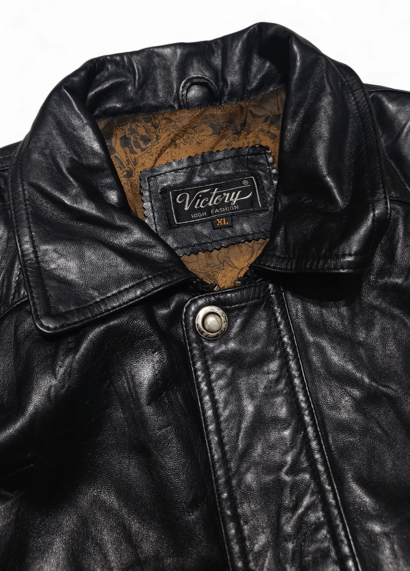 Vintage Vintage Y2K VICTORY Black Genuine Leather Long Coat Jacket Size US XL / EU 56 / 4 - 5 Thumbnail