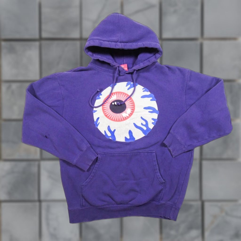 Vintage VINTAGE Mishka NYC Hoodie Mens Medium Purple Eyeball Skateboard Logo Pullover Streetwear Size US M / EU 48-50 / 2 - 1 Thumbnail