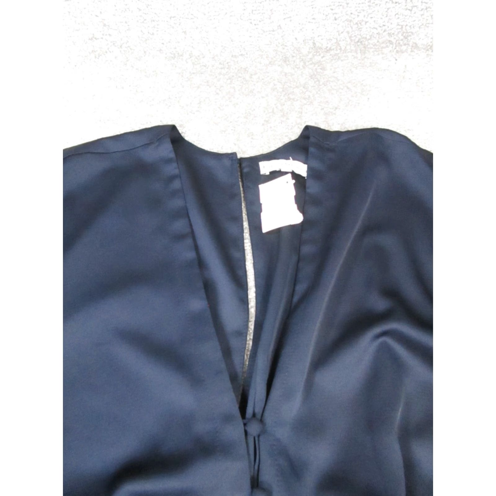 Karina Grimaldi Karina Grimaldi Isabeli Jumpsuit Women Small Blue Satin Wrap V-Neck Button Wide-Leg One-Piece Casual Party/Cocktail Travel New Size 28" / US 6 / IT 42 - 2 Thumbnail