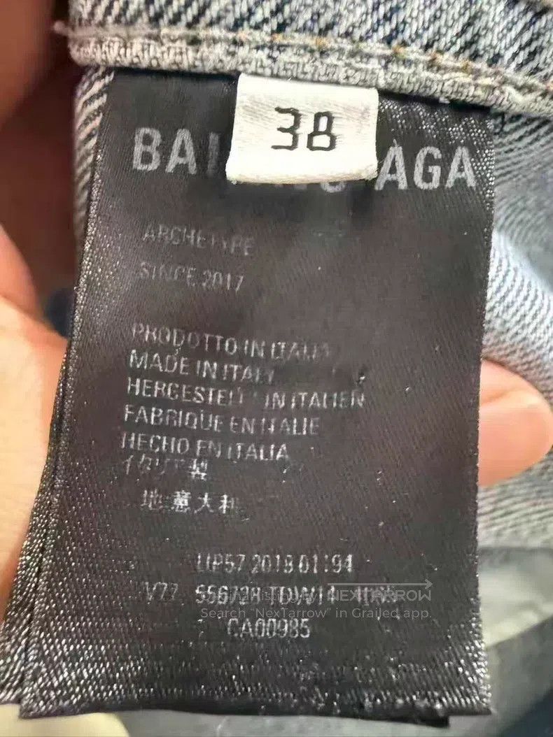 Balenciaga Balenciaga Blue Distressed Fringe Collar Embroidered Logo Size L / US 10 / IT 46 - 4 Thumbnail