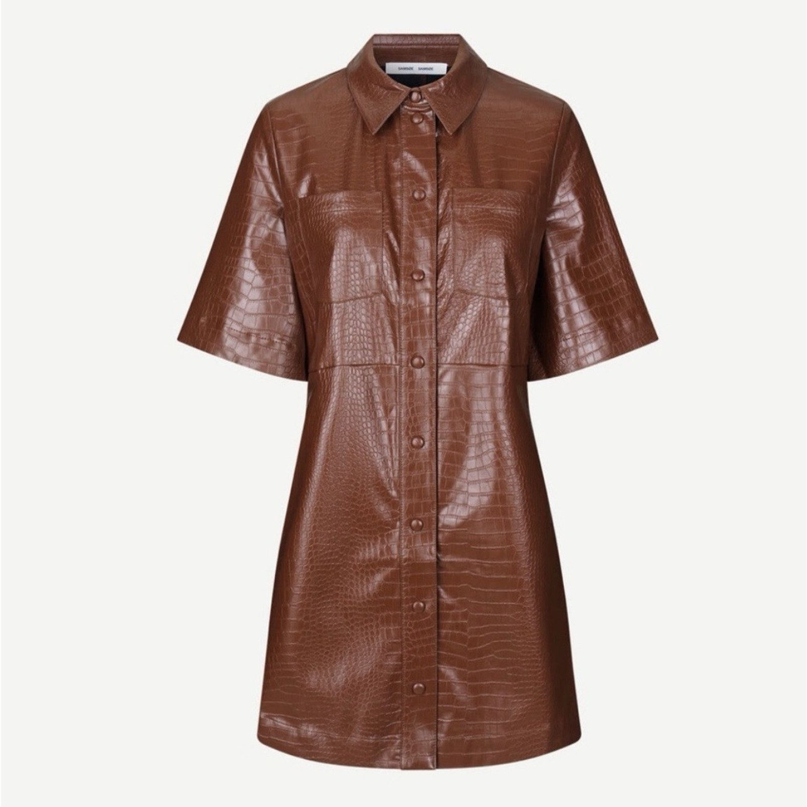 Chocolate Womens Samsoe Samsoe Myla Alligator Shirt Dress Chocolate S Size S / US 4 / IT 40 - 3 Thumbnail