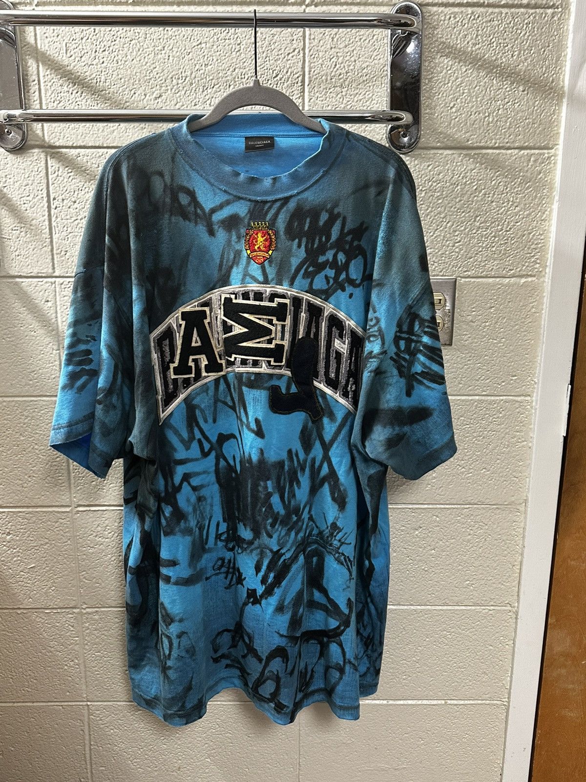 Balenciaga Balenciaga Blue Skater/Graffiti Shirt size 4 | Grailed
