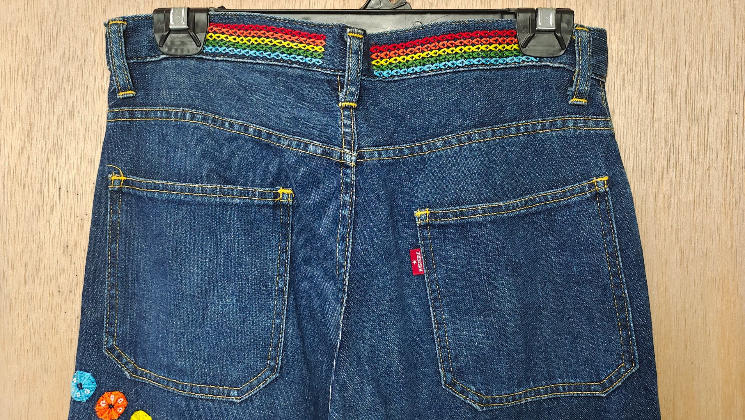 Hysteric Glamour × If Six Was Nine × Le Grande Bleu (L.G.B.) HYSTERIC GLAMOUR HIPPIE HANDSTITCH BLUE DENIM FLARE JEANS Size 30" / US 8 / IT 44 - 4 Thumbnail
