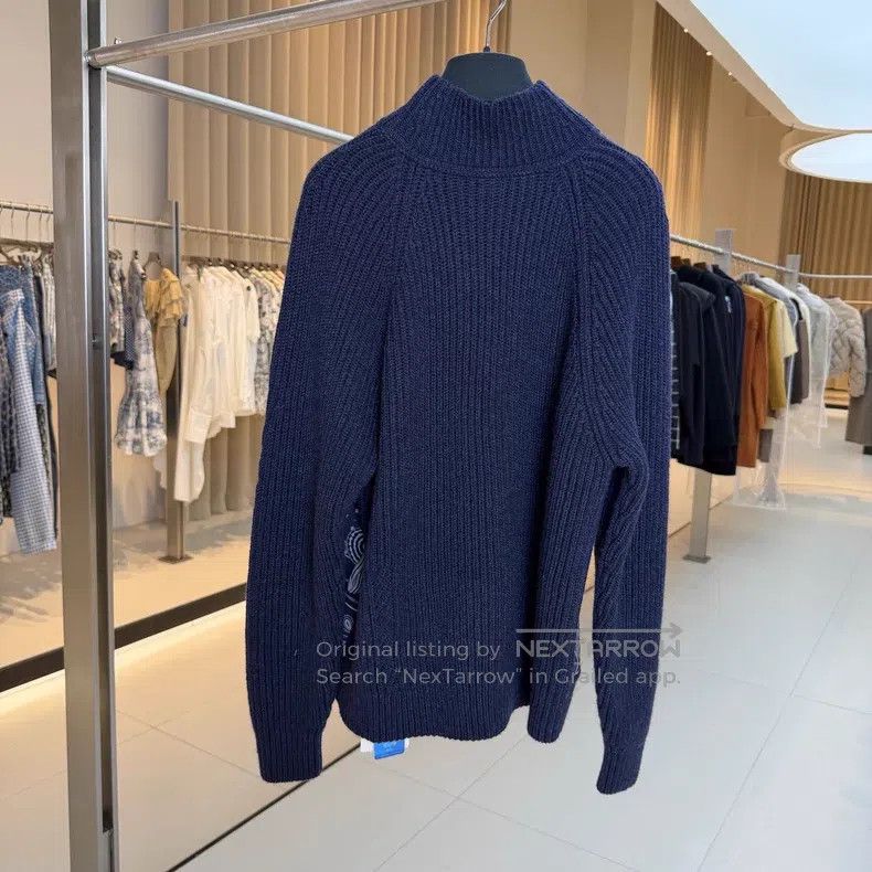 Hermes Hermes Navy Blue Wool and Silk Jacquard Coarse Knit Sweate Size XS / US 0-2 / IT 36-38 - 2 Thumbnail