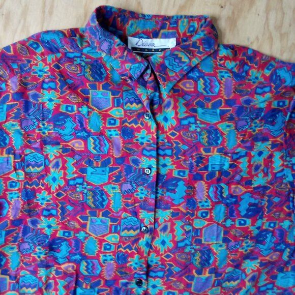 Vintage Vintage Diana Marco Abstract Shapes Geometric Button Shirt Size XXL / US 16-18 / IT 52-54 - 1 Thumbnail