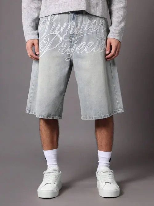 VIBE Washed Denim Jeans Drip Drill Shorts Jorts Size US 32 / EU 48 - 1 Thumbnail