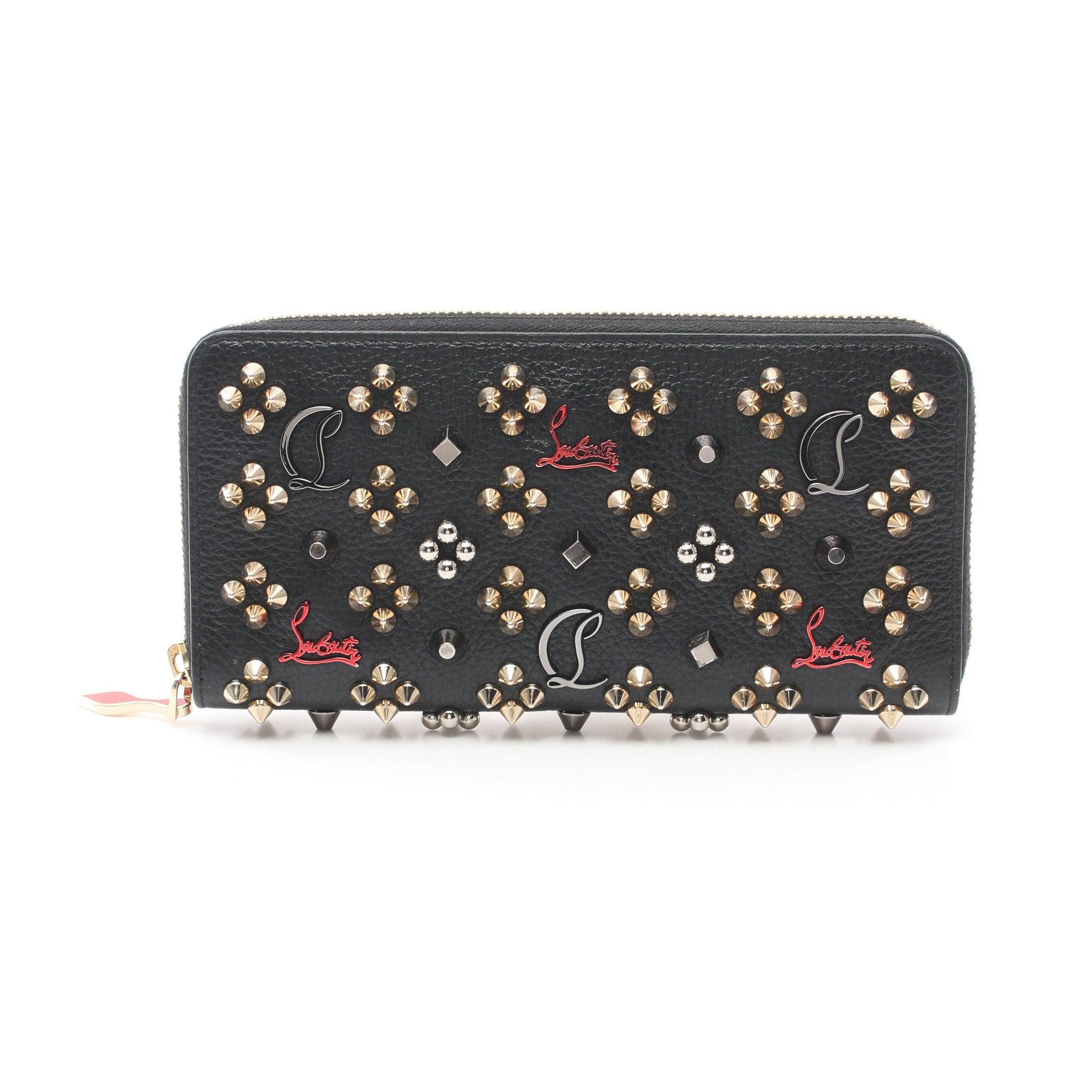 Christian Louboutin Christian Louboutin Panettone Round Zipper Long Wallet Leather Black Spike Studs Size ONE SIZE - 1 Thumbnail