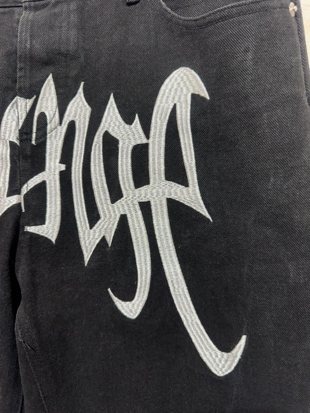 Revenge Embroidered Denim Jeans Black/White