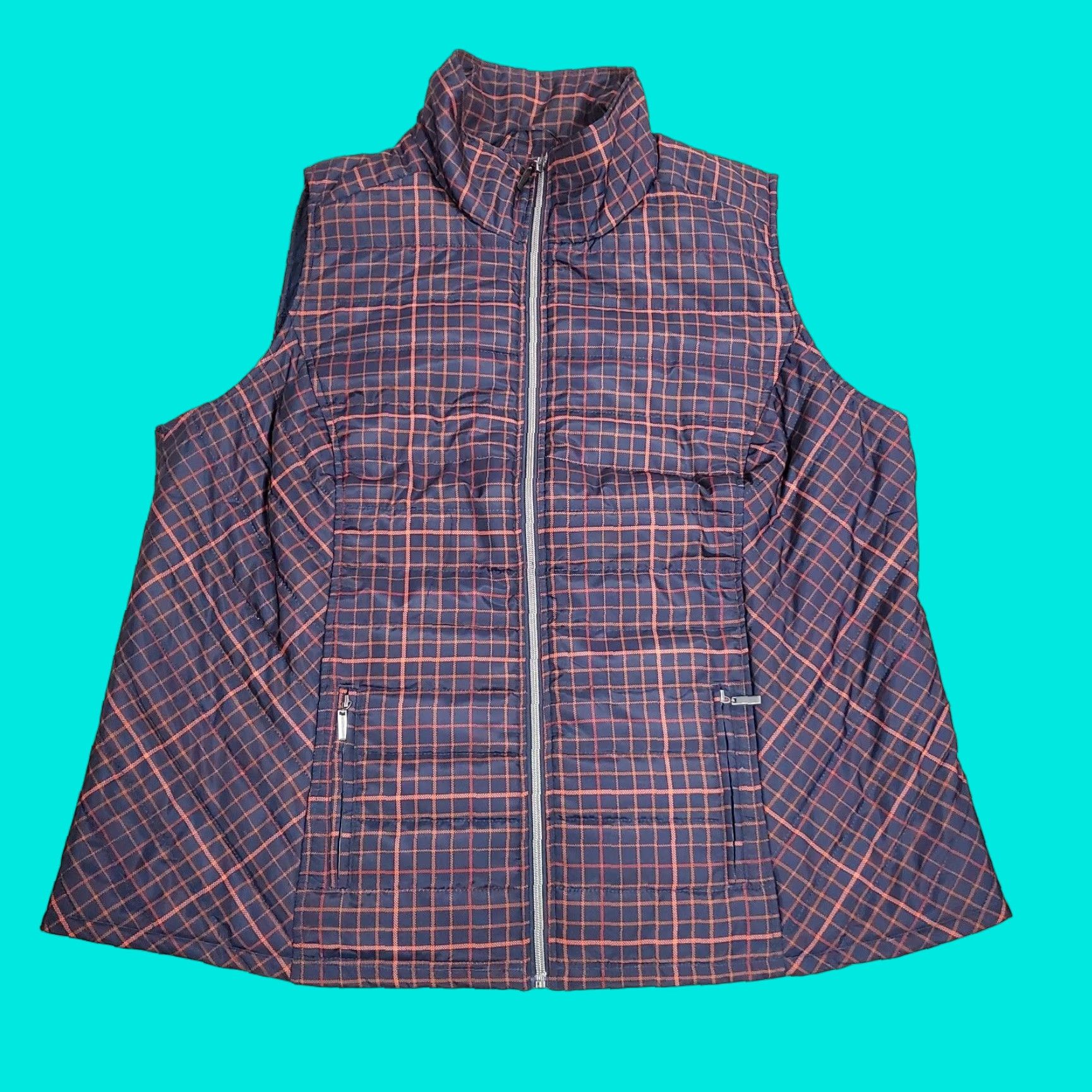 Vintage CJ Vest Womens 2X Blue Puffer Full Zip Windbreaker Lightweight Mock Jacket Size XXL / US 16-18 / IT 52-54 - 1 Thumbnail