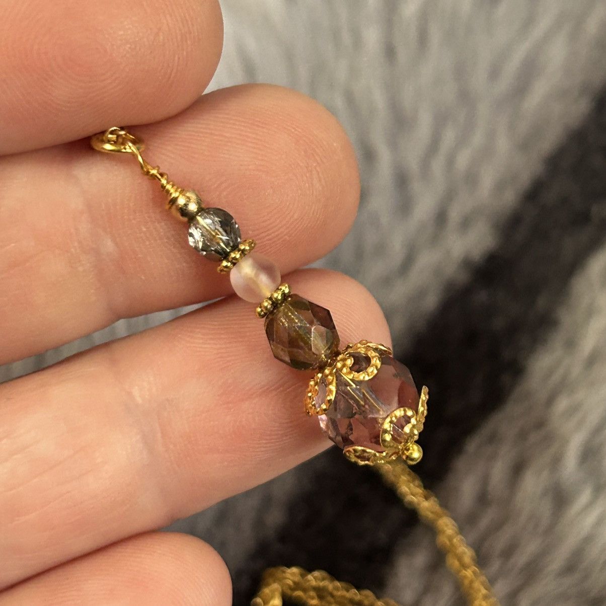 Handmade Handcrafted vintage bead faceted glass crystal drop necklace Size ONE SIZE - 2 Thumbnail
