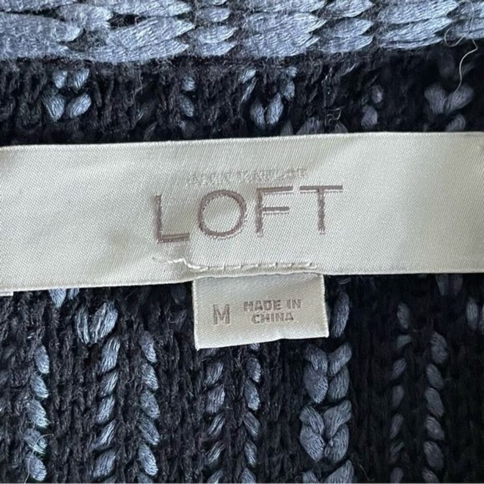 Loft Ann Taylor Loft Blazer Medium Maze Chunky Knit Zipper Gray Size M / US 6-8 / IT 42-44 - 7 Thumbnail
