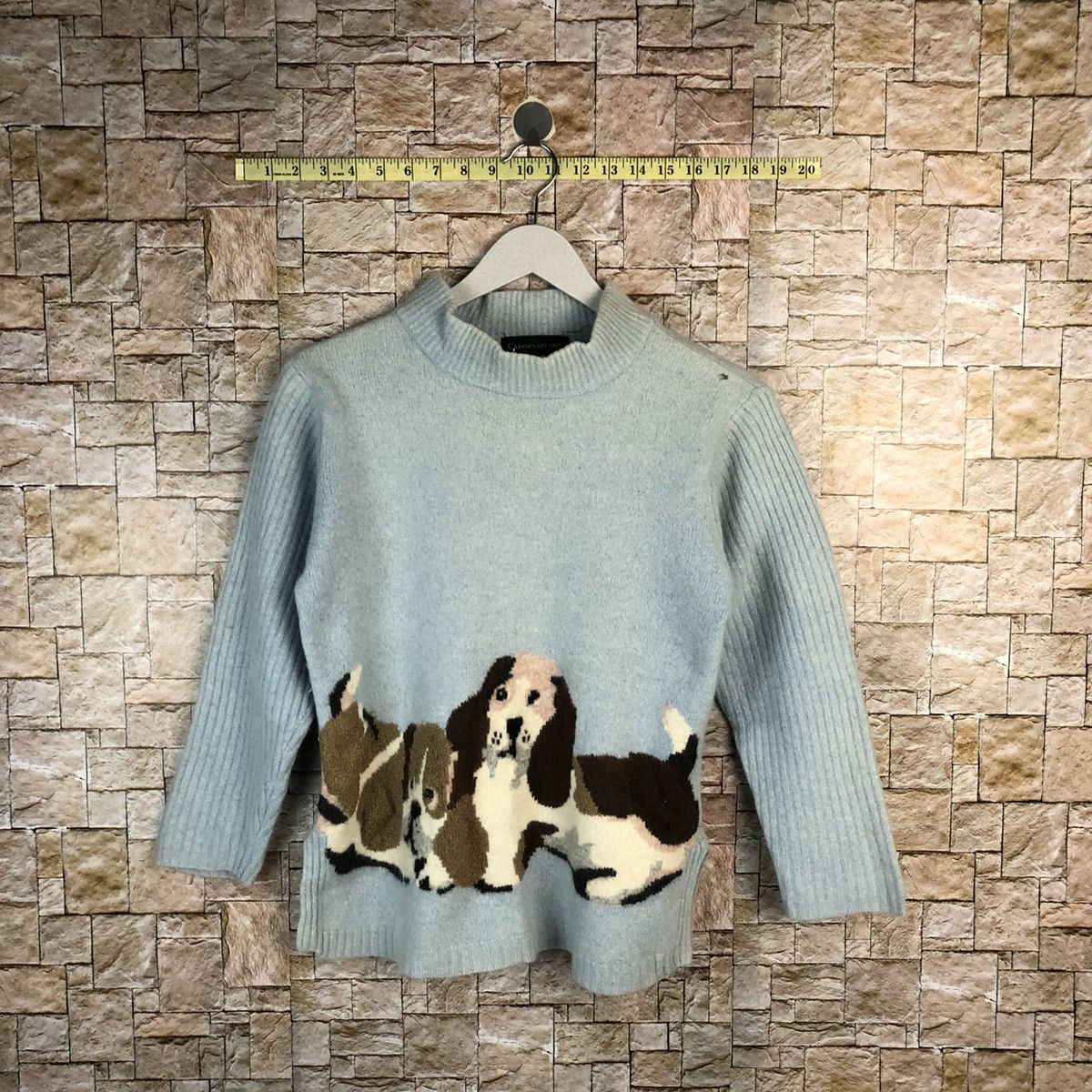 Homespun Knitwear × Japanese Brand Cadornafiore puppy dog Blue vintage Knitwear #A1064 Size XS / US 0-2 / IT 36-38 - 1 Thumbnail
