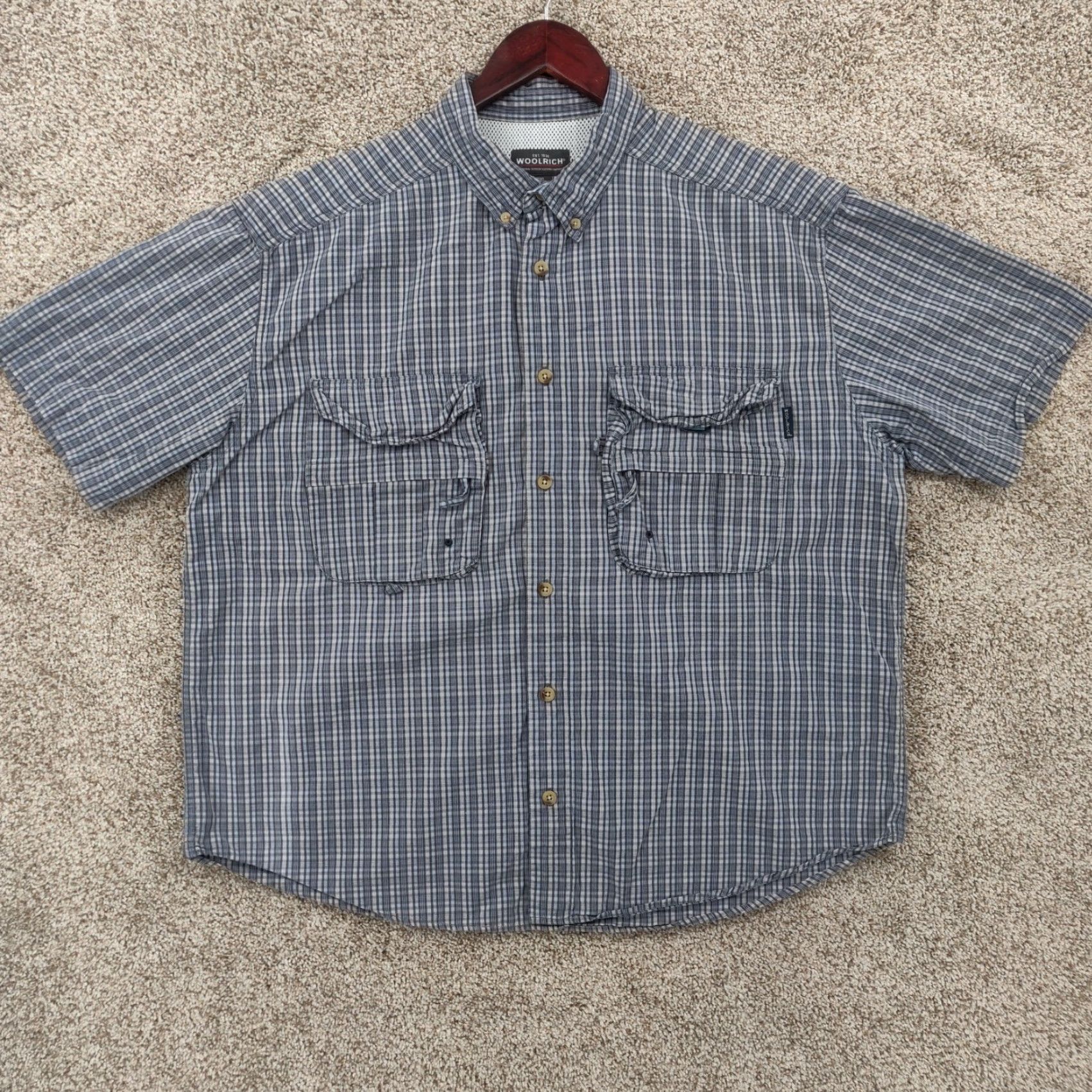 Vintage Woolrich Shirt Mens XL Plaid Short Sleeve Button Outdoor Hiking Fishing Vented Size US XL / EU 56 / 4 - 2 Thumbnail
