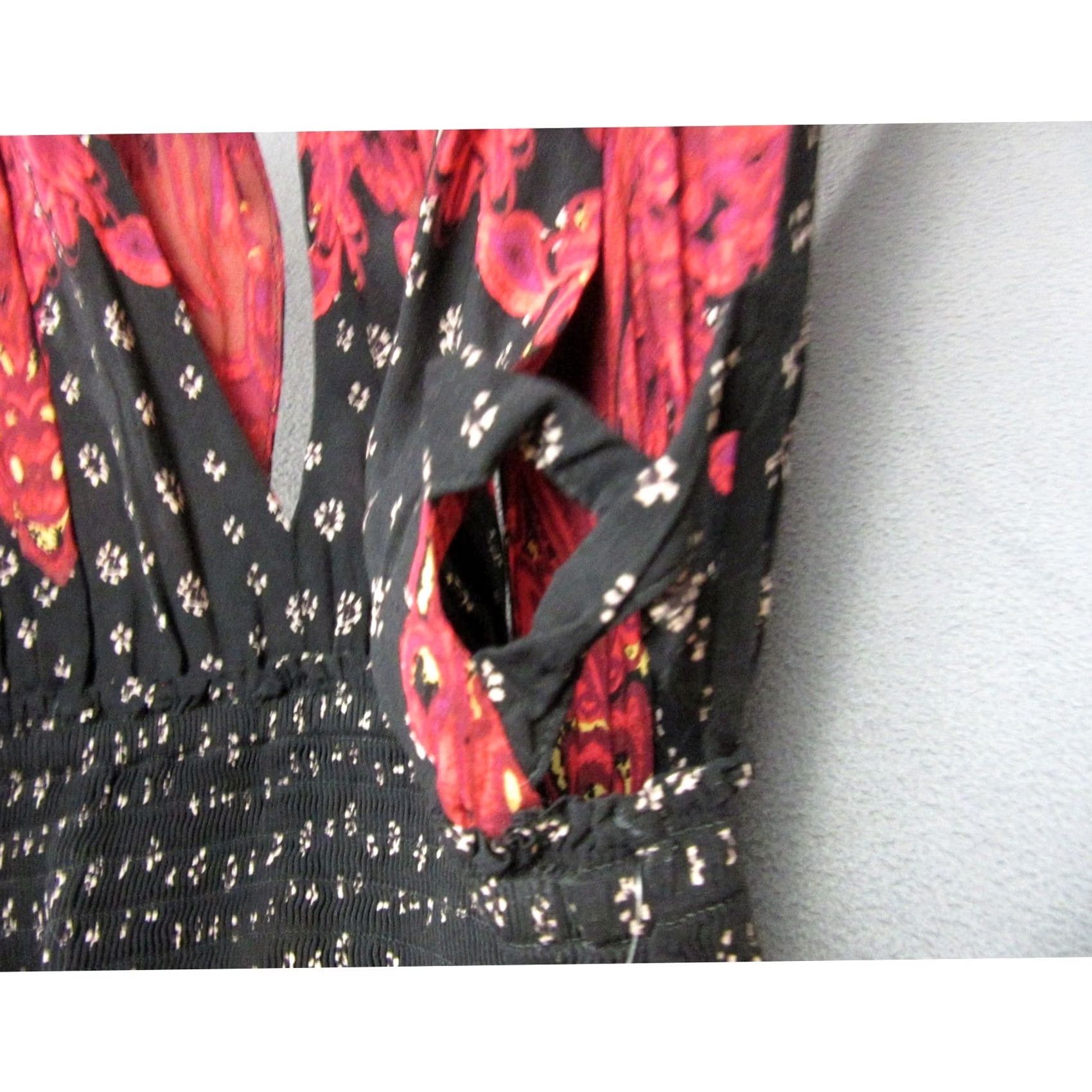 Free People Free People Mini Dress Womens L Black Rayon Mixed Print Smocked Waist Size L / US 10 / IT 46 - 5 Thumbnail