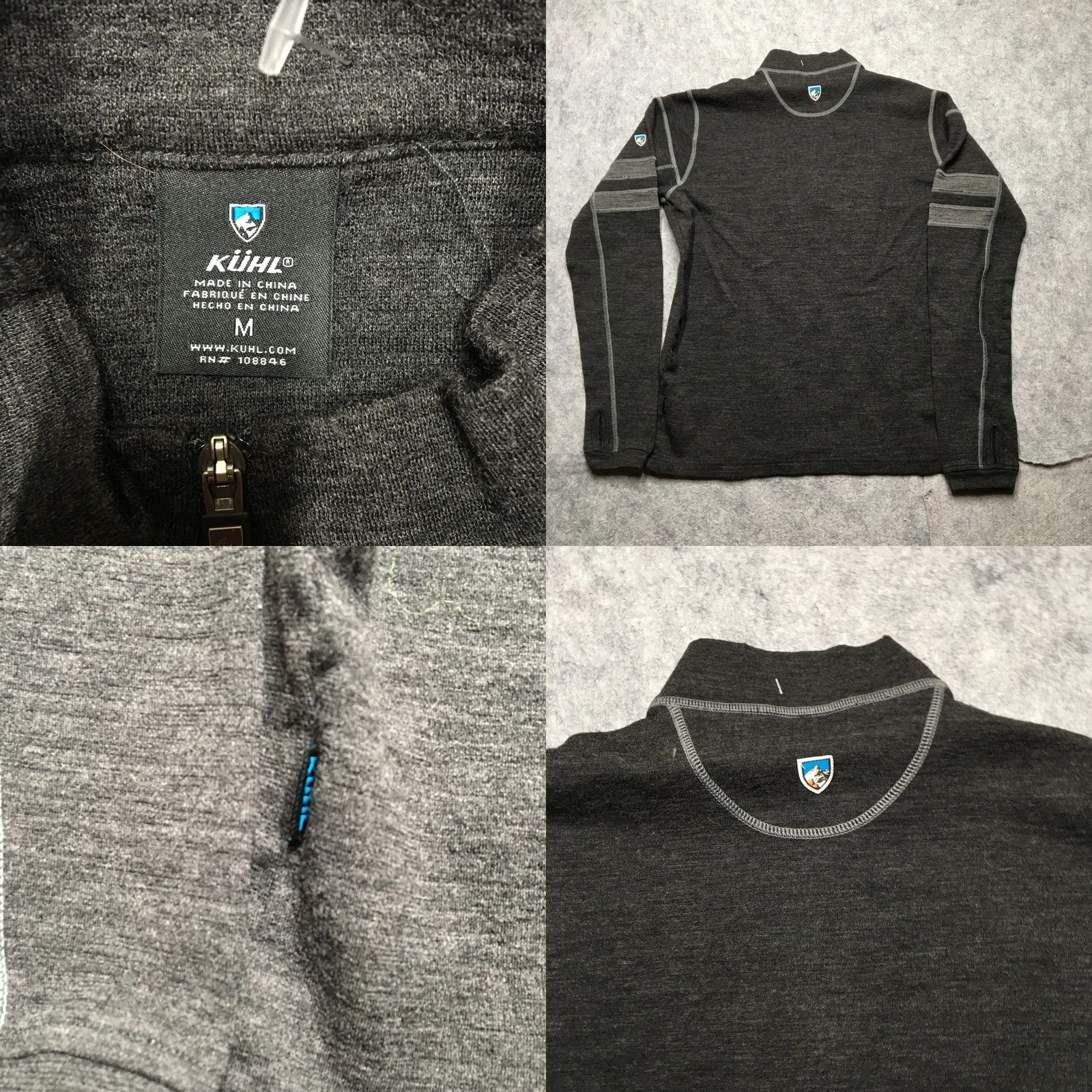 Layer 8 Kuhl Shirt Mens M Gray Merino Wool 1/4 Zip Long Sleeve Hiking Base Layer Size US M / EU 48-50 / 2 - 8 Thumbnail