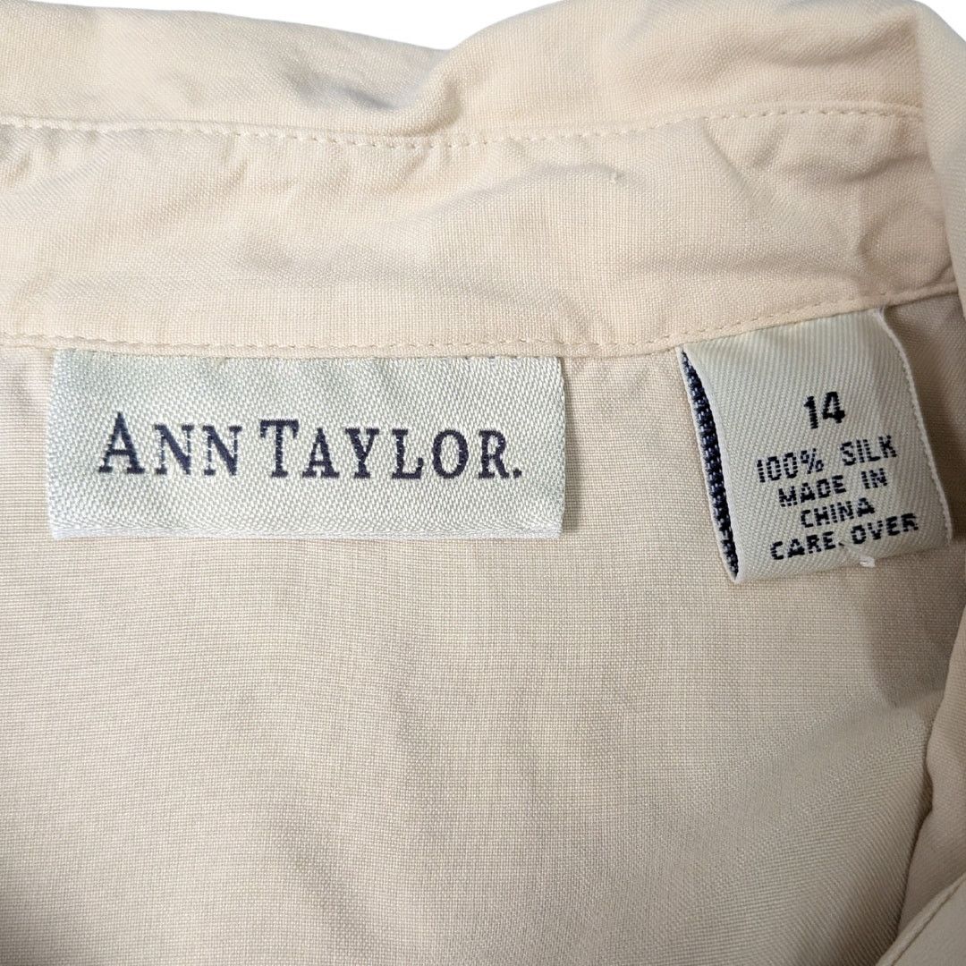Ann Taylor Vintage Ann Taylor Silk Long-Sleeve Button-Down | Women's 14 Size XL / US 12-14 / IT 48-50 - 3 Thumbnail