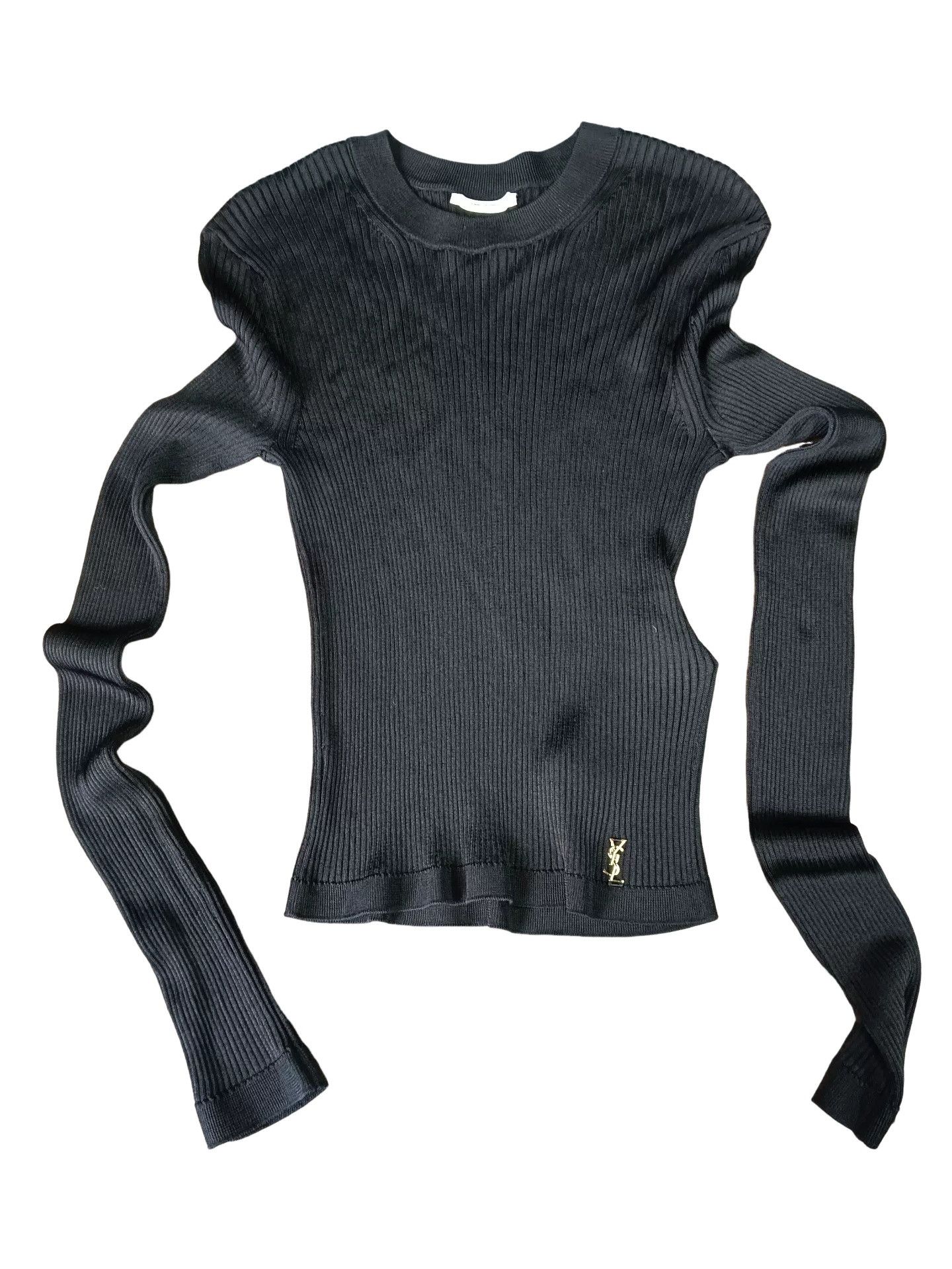 Saint Laurent Paris Saint Laurent Ribbed Knit Logo Sweater Size M Size M / US 6-8 / IT 42-44 - 1 Thumbnail
