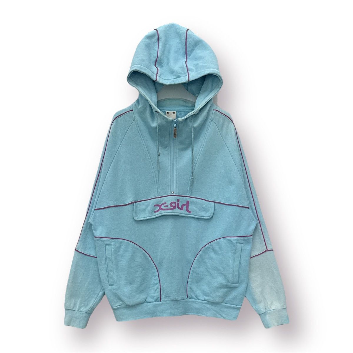 Japanese Brand 🔥 X-Girl Japanese Anorak Sunfaded hoodie Half zipper sweat Size US M / EU 48-50 / 2 - 1 Thumbnail