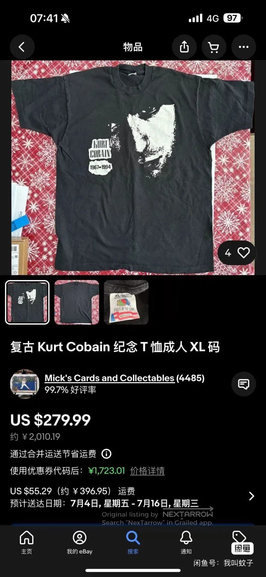 Vintage Vintage 00s Kurt Cobain Nirvana Band Tee. Size US M / EU 48-50 / 2 - 5 Thumbnail