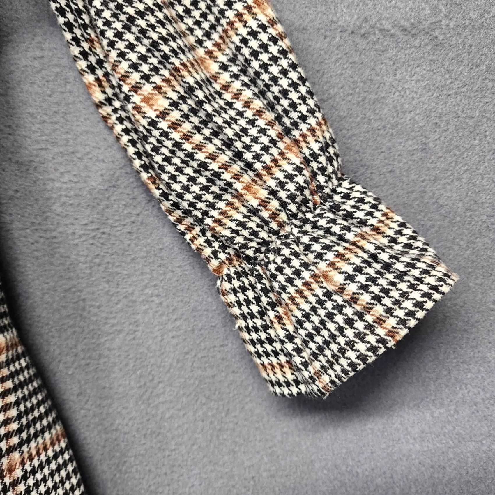 Vintage Womens Sweater Jacket Houndstooth One Button Waist Tie Duster Cardigan Long Sleeve M Black Womens Size M / US 6-8 / IT 42-44 - 4 Thumbnail