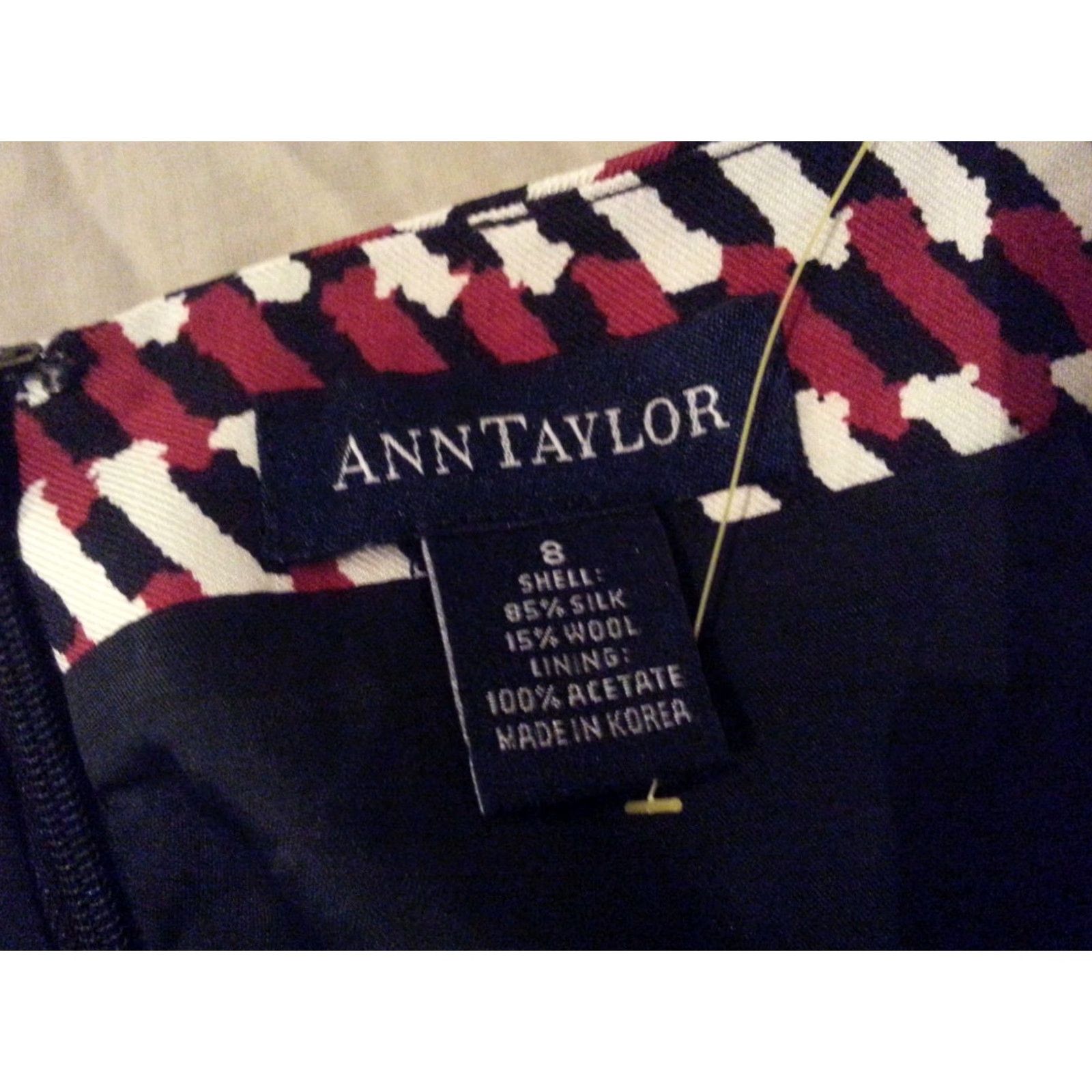 Ann Taylor Womens Ann Taylor Skirt 8 Midi Flare Red Navy Blue Silk Wool Dressy Women Size 30" / US 8 / IT 44 - 4 Thumbnail