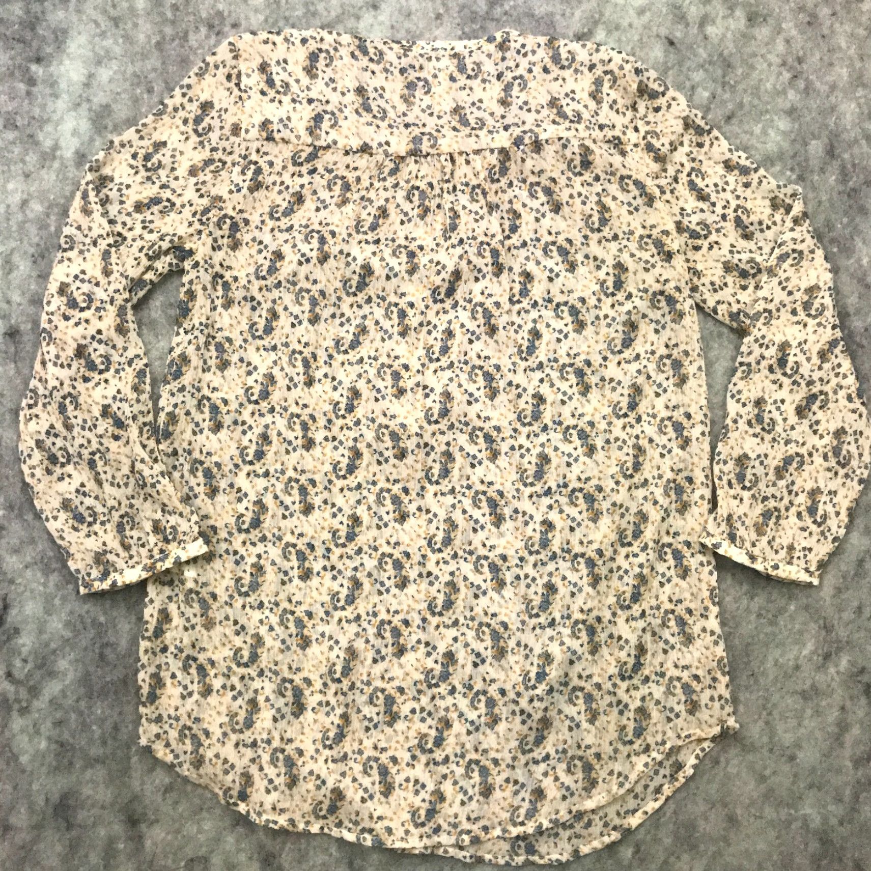 Lucky Brand Lucky Brand Womens Shirt Top Small Blue Floral Flowy Semi-Sheer Live in Love Size S / US 4 / IT 40 - 6 Thumbnail