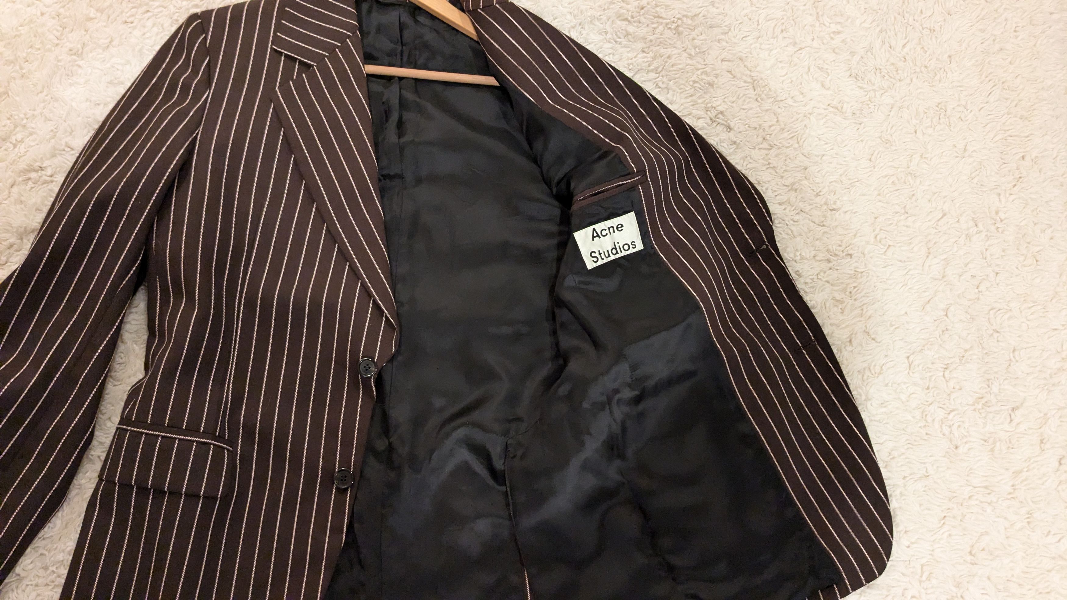 Acne Studios Acne Studios Brown and Pink Pinstripe Suit Jacket Size 44S - 2 Thumbnail