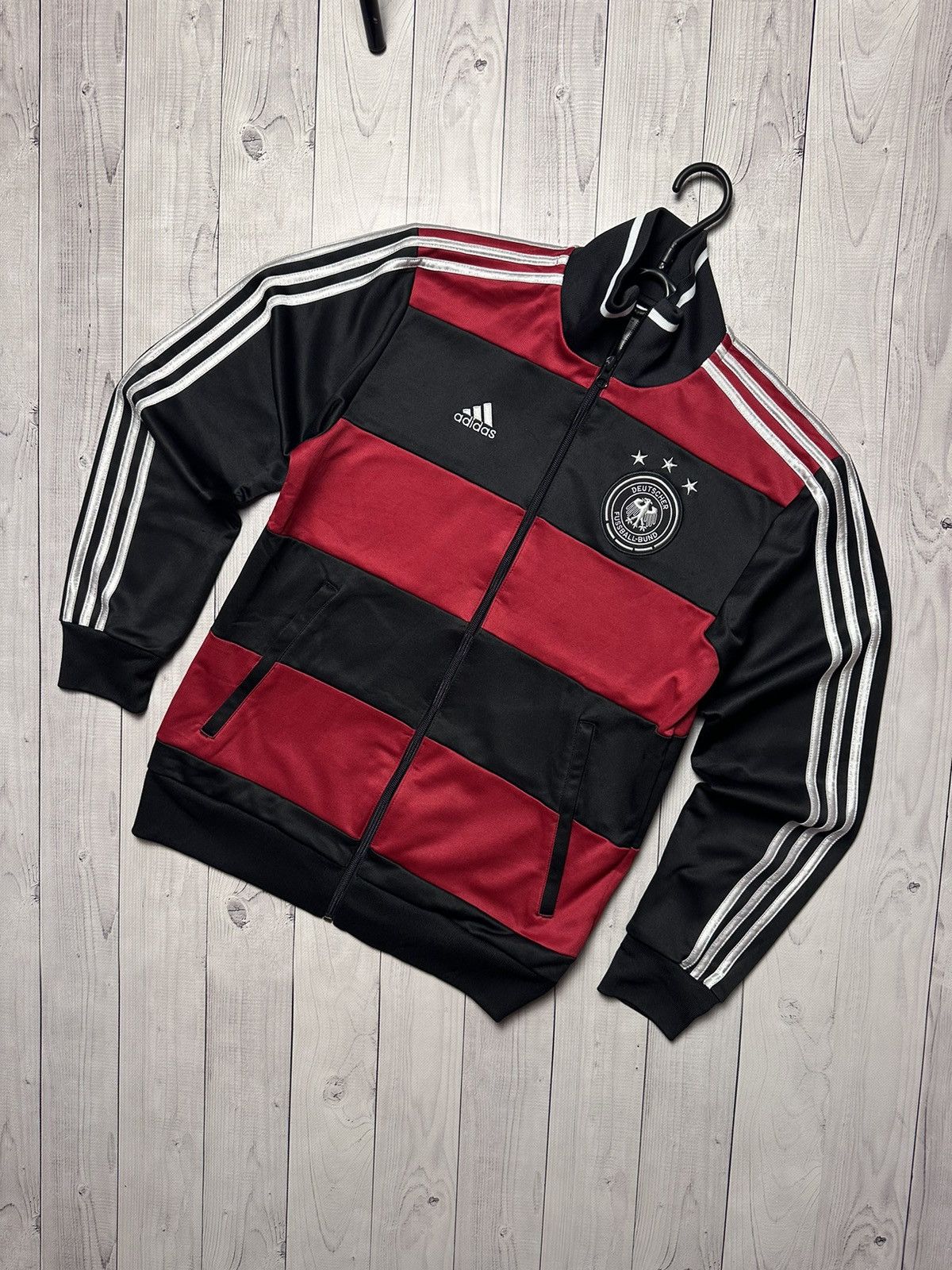 image of Vintage Adidas Deutschland Soccer Jacket Germany 2014 Cup S in Red, Men's (Size Small)