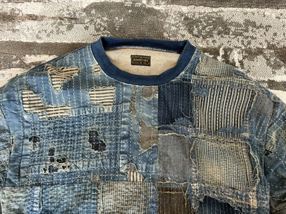 Kapital KAPITAL Boro Distressed Cotton/Linen Patchwork Sweatshirt Size US M / EU 48-50 / 2 - 2 Thumbnail