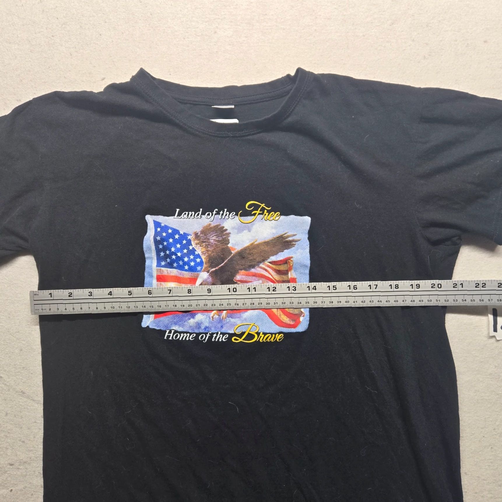 Vintage America Flag USA Patriotic Black Tee T-Shirt Short Sleeve Men's L 4th July Shirt USA Patriotic Mens Black T-Shirt Short Sleeve L Size US L / EU 52-54 / 3 - 4 Thumbnail
