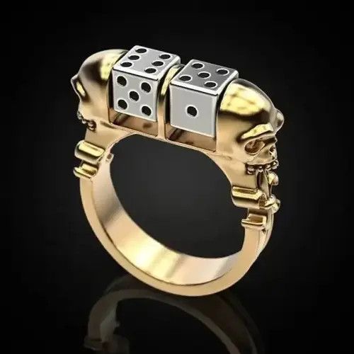 Ring Of Fire American Style Spinner Skull Gold Color Ring Size ONE SIZE - 3 Thumbnail