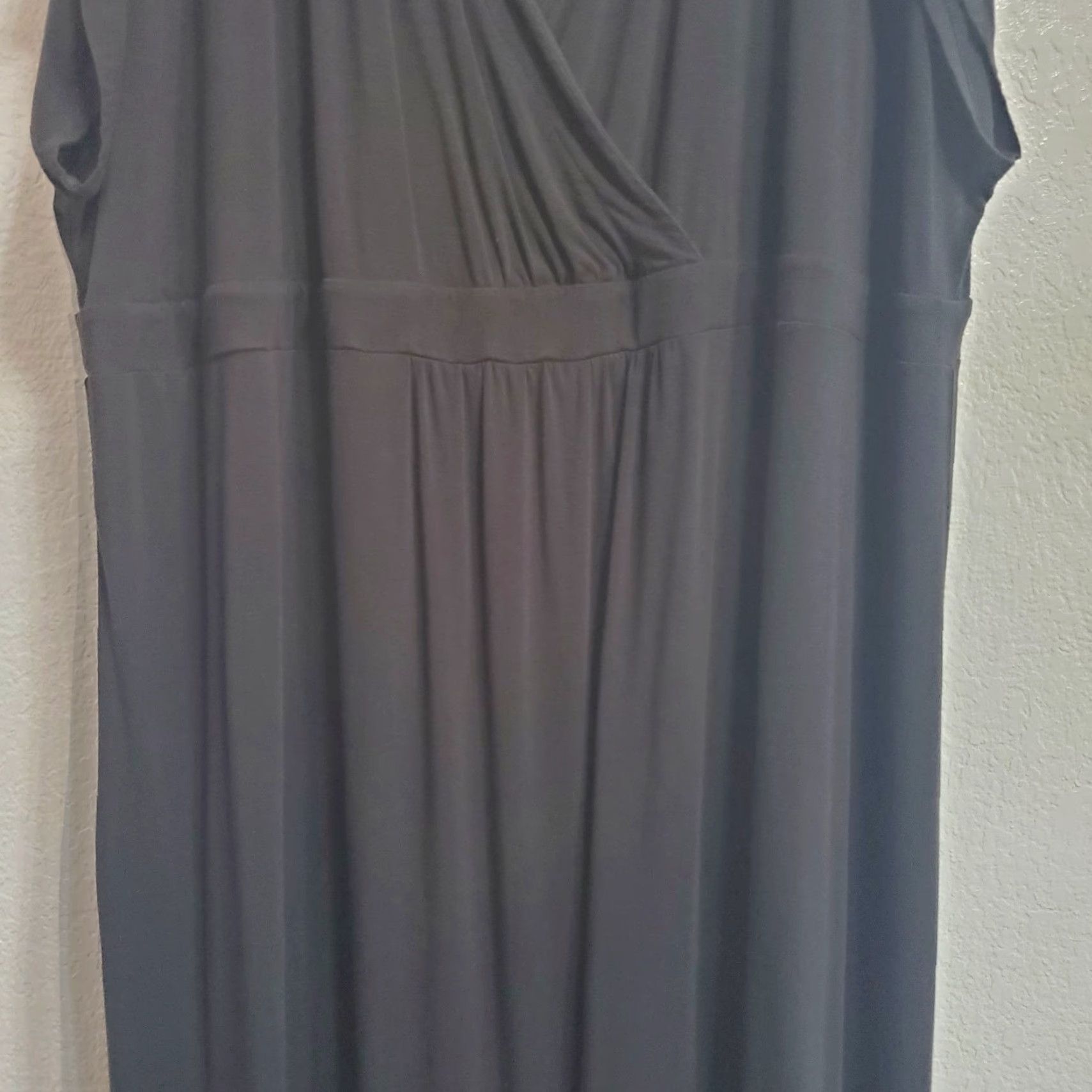 J. Jill J Jill Dress Plus Size 4X Black Short Sleeve Surplice Wrap Rayon Blend Stretch Size 40" / US 18 - 5 Thumbnail