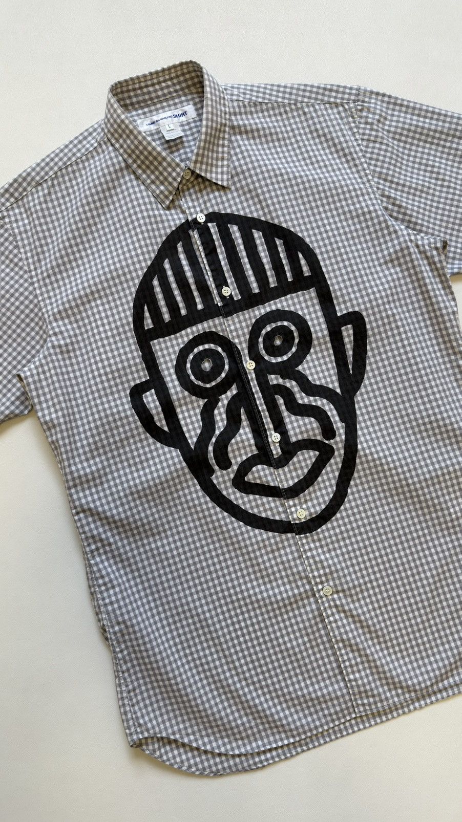 Comme des Garcons ‘Face Print’ Check Short Sleeve Shirt Size US L / EU 52-54 / 3 - 5 Thumbnail