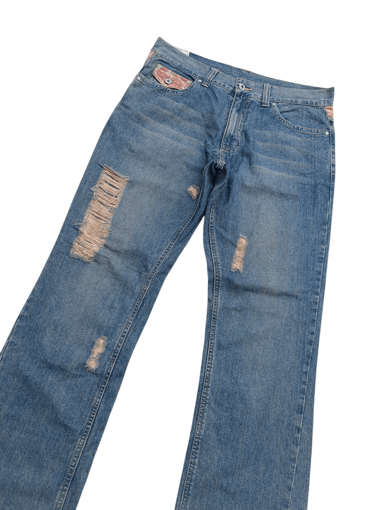 Japanese Brand FLARE JEANS JUNGLE STORM BLUE FADED DISTRESSED DENIM PANTS Size US 30 / EU 46 - 3 Thumbnail