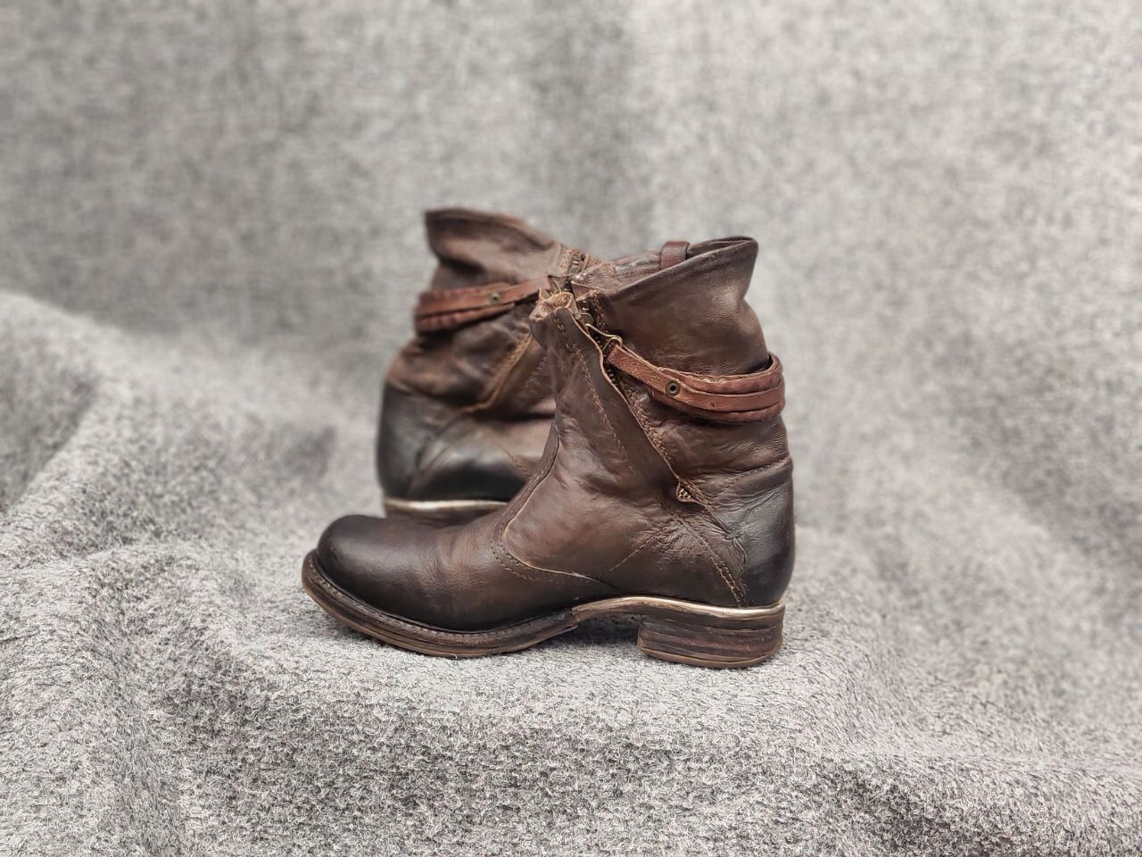 A.S.98 Airstep 98 Design Zipper Brown Leather Ankle Women Boots Size US 7 / IT 37 - 13 Thumbnail