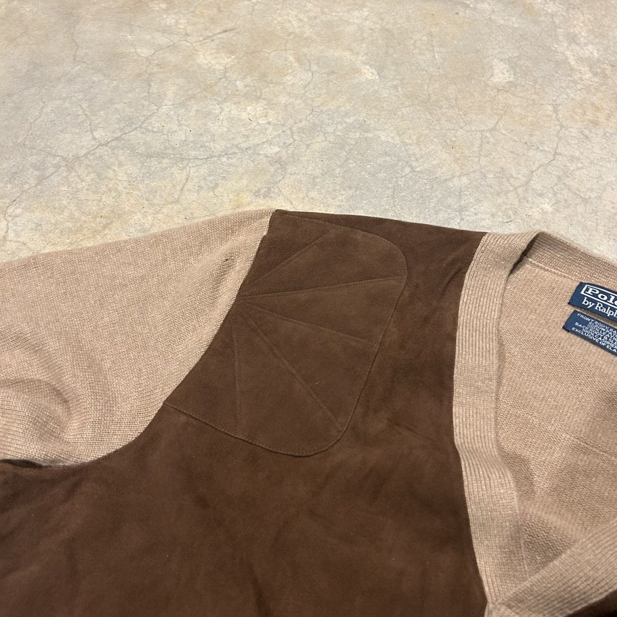 Polo Ralph Lauren × Vintage NWT Vintage Polo Ralph Lauren Cashmere Suede Front Cardigan Size US XXL / EU 58 / 5 - 9 Thumbnail