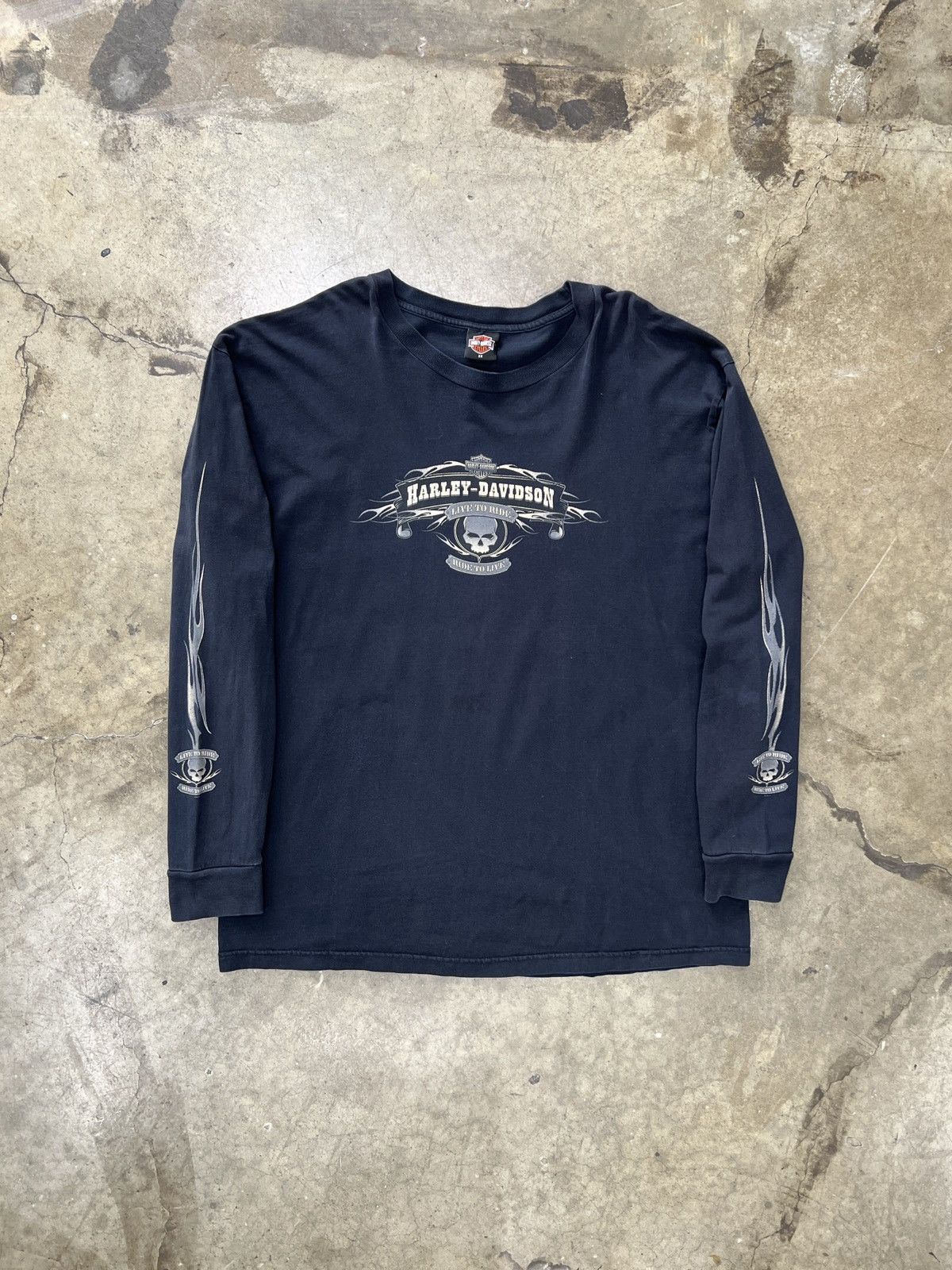 Harley Davidson Vintage 2004 Harley Davidson Palm Beach Flame Skull Tee XXL Size US XXL / EU 58 / 5 - 2 Thumbnail