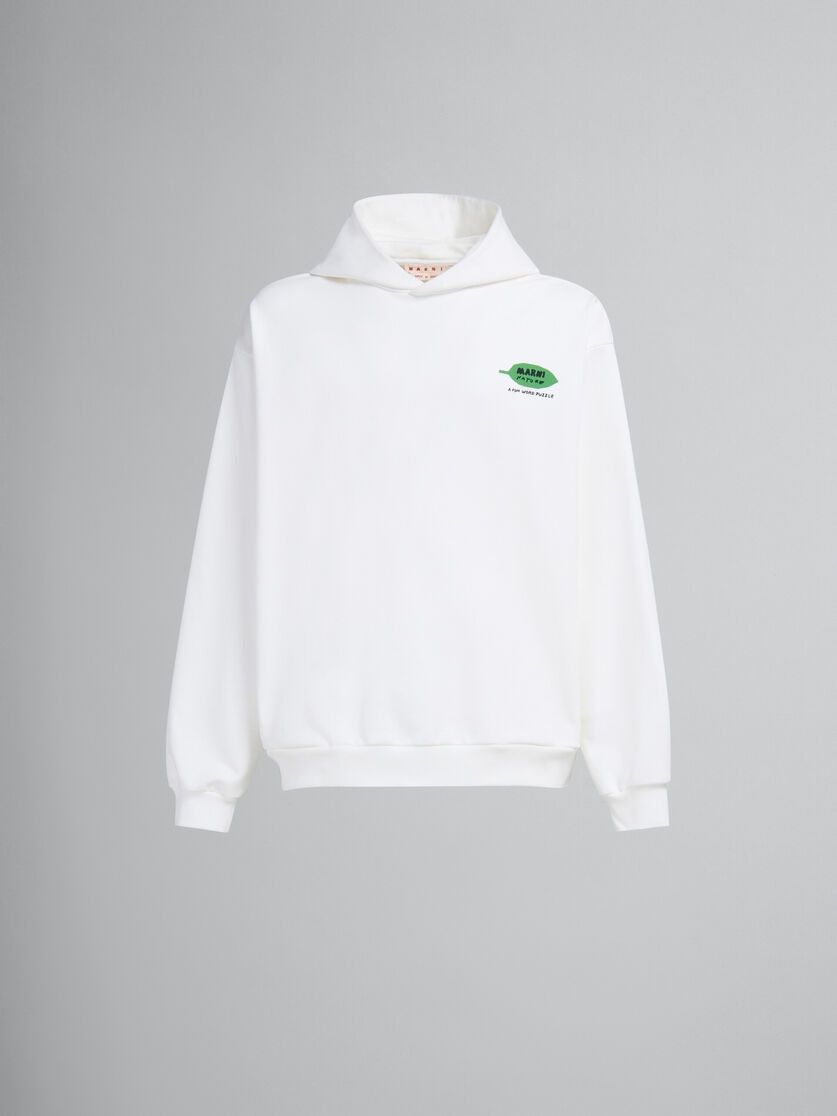 Marni oc11z0525 Logo-Print Cotton Hoodie in White Size US XL / EU 56 / 4 - 1 Thumbnail