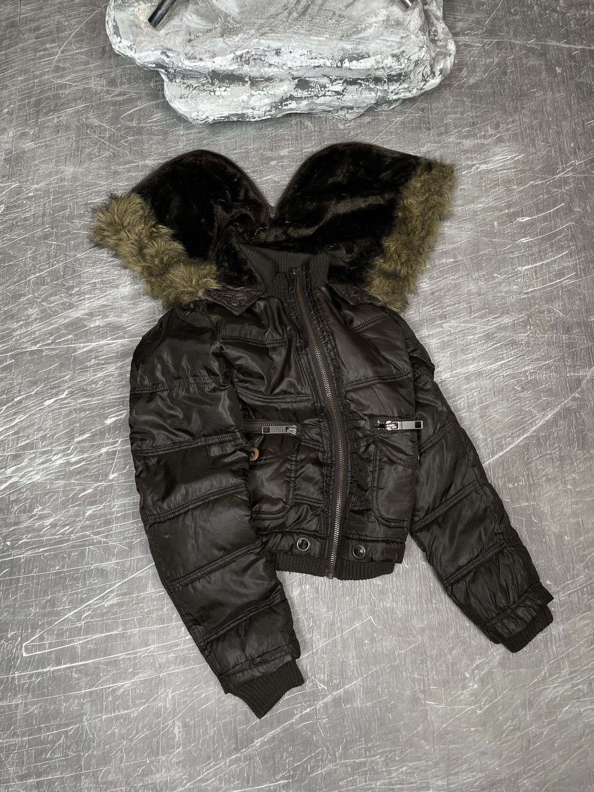 20471120 Y2K Fur Zip Hood Bomber Jacket Hysteric Glamour Japan Style Size US S / EU 44-46 / 1 - 4 Thumbnail
