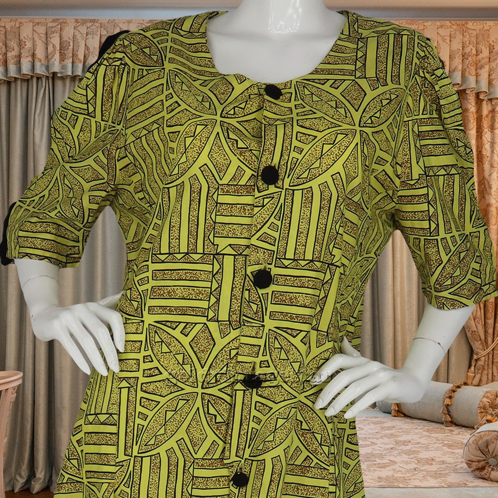 Other Vintage Tribal Ethnic Print Button-Up Dress XL Size XL / US 12-14 / IT 48-50 - 7 Thumbnail