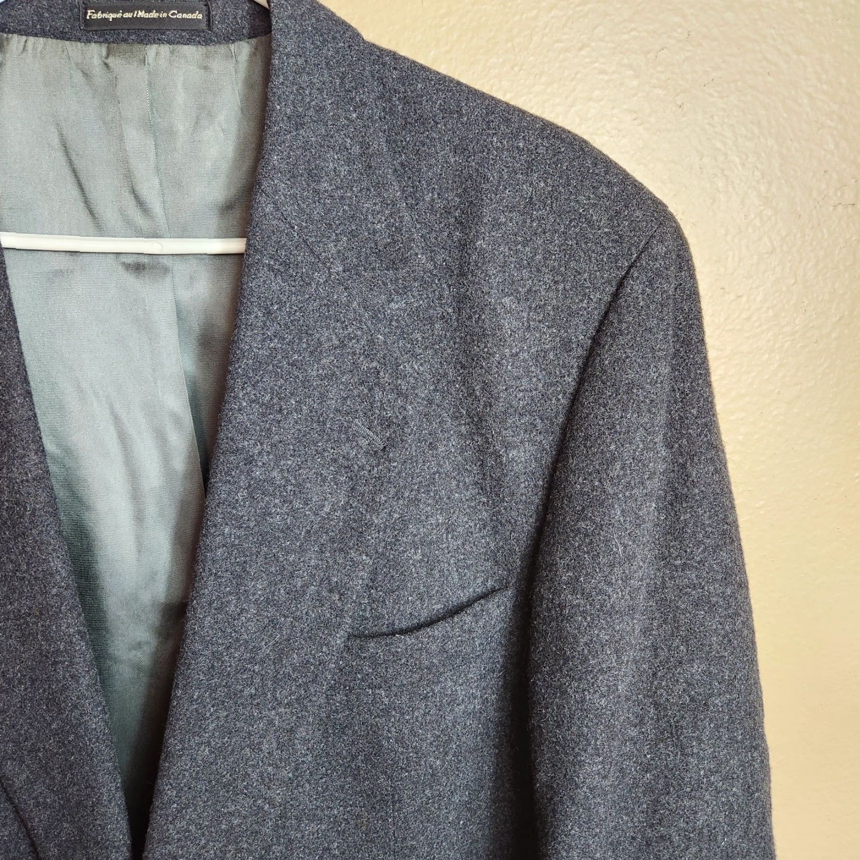 Camel VINTAGE Botany 500 Mens Sport Coat Charcoal Gray 2 Button Camel Hair Sz 44L Blazer Notch 3-Button Single-Breasted Mens Size 44R - 2 Thumbnail