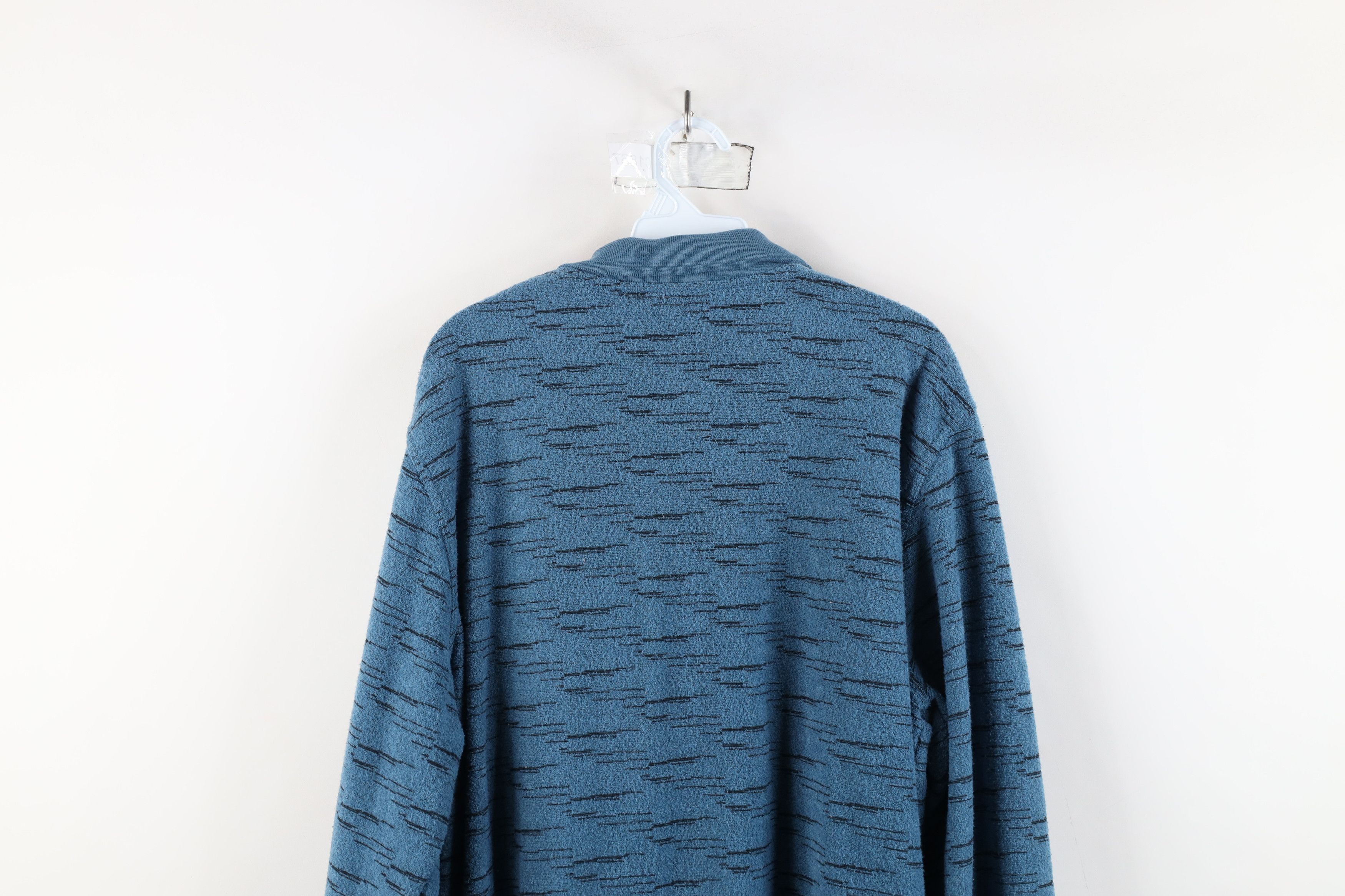 Vintage Vintage 90s Streetwear Fleck Fleece Collared Sweatshirt Blue Size US XXL / EU 58 / 5 - 12 Thumbnail