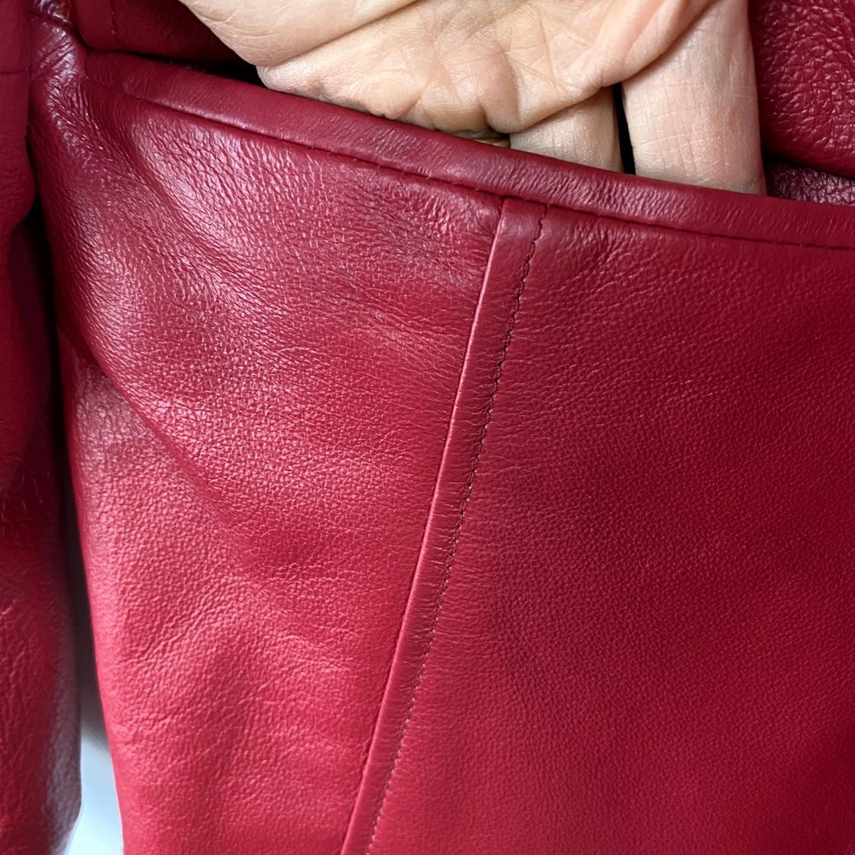 Vintage Worthington Industries Red Leather Jacket Women XL Blazer Coat Button Notch Holiday Basic Jacket Size XL / US 12-14 / IT 48-50 - 5 Thumbnail
