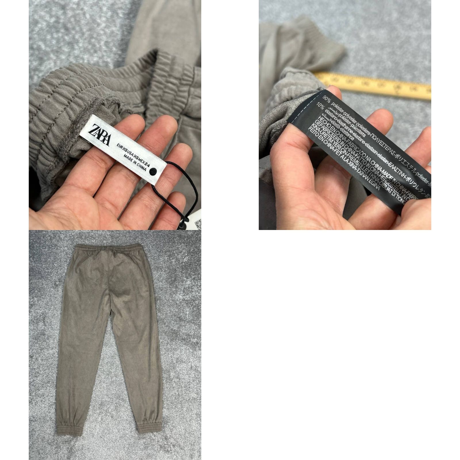 Zara VINTAGE Zara Joggers Womens XS Taupe Faux Suede Drawstring New * Size 26" / US 2 / IT 38 - 8 Thumbnail