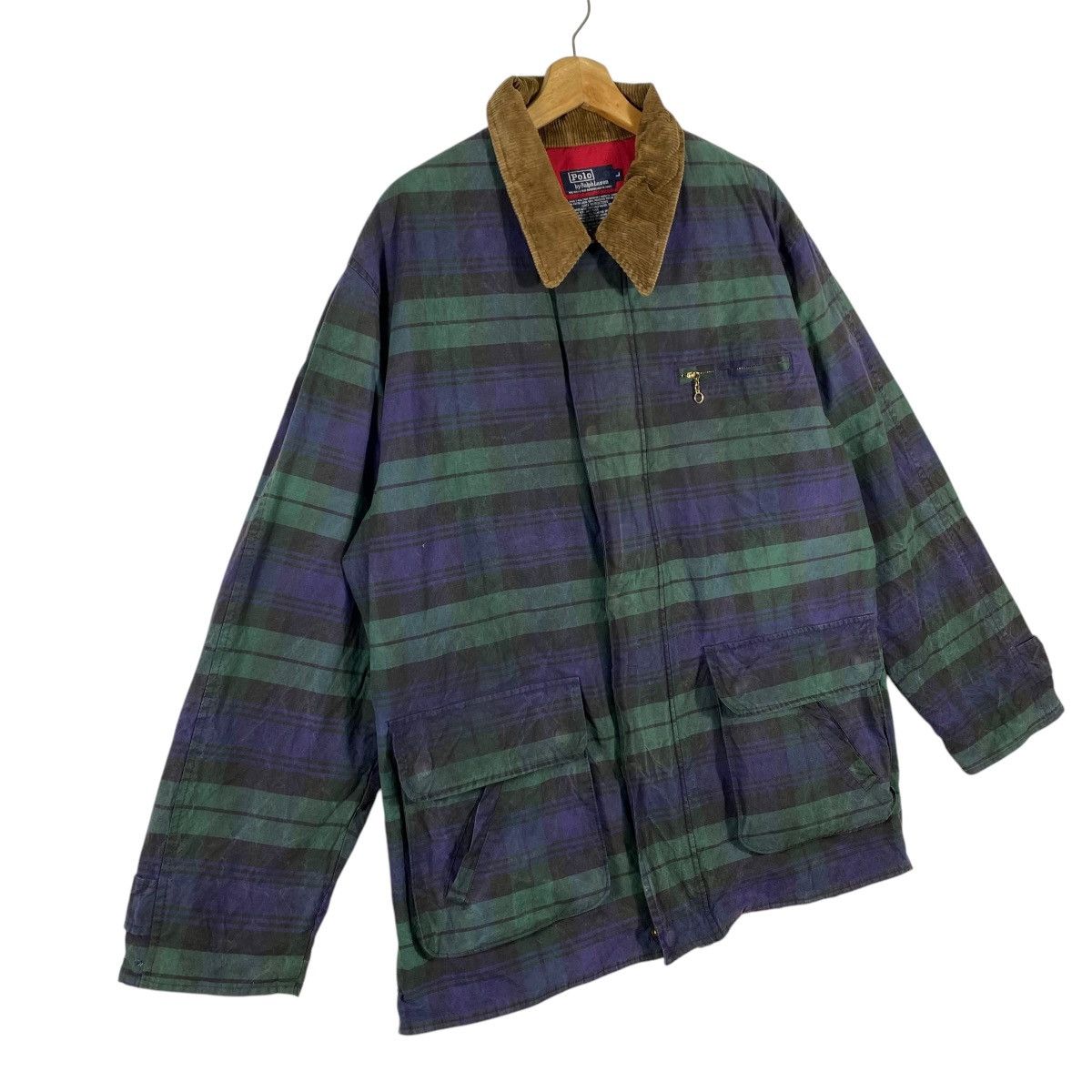 Polo Ralph Lauren × RRL Ralph Lauren × Vintage Vintage 90s Polo Ralph Lauren Oilskin Waxed Plaid Field Size US L / EU 52-54 / 3 - 2 Thumbnail