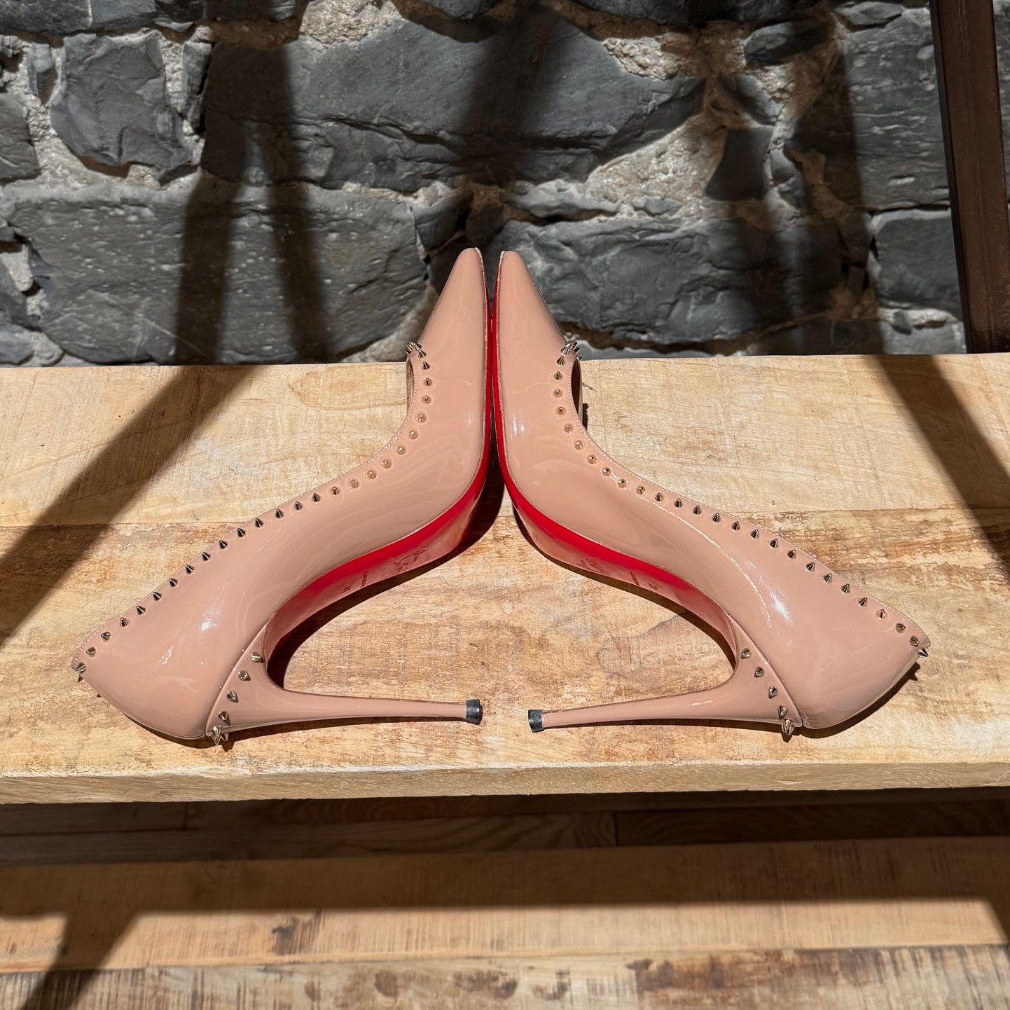 Christian Louboutin Christian Louboutin Nude Patent Anjalina Spike Pumps Size US 11 / IT 41 - 9 Thumbnail